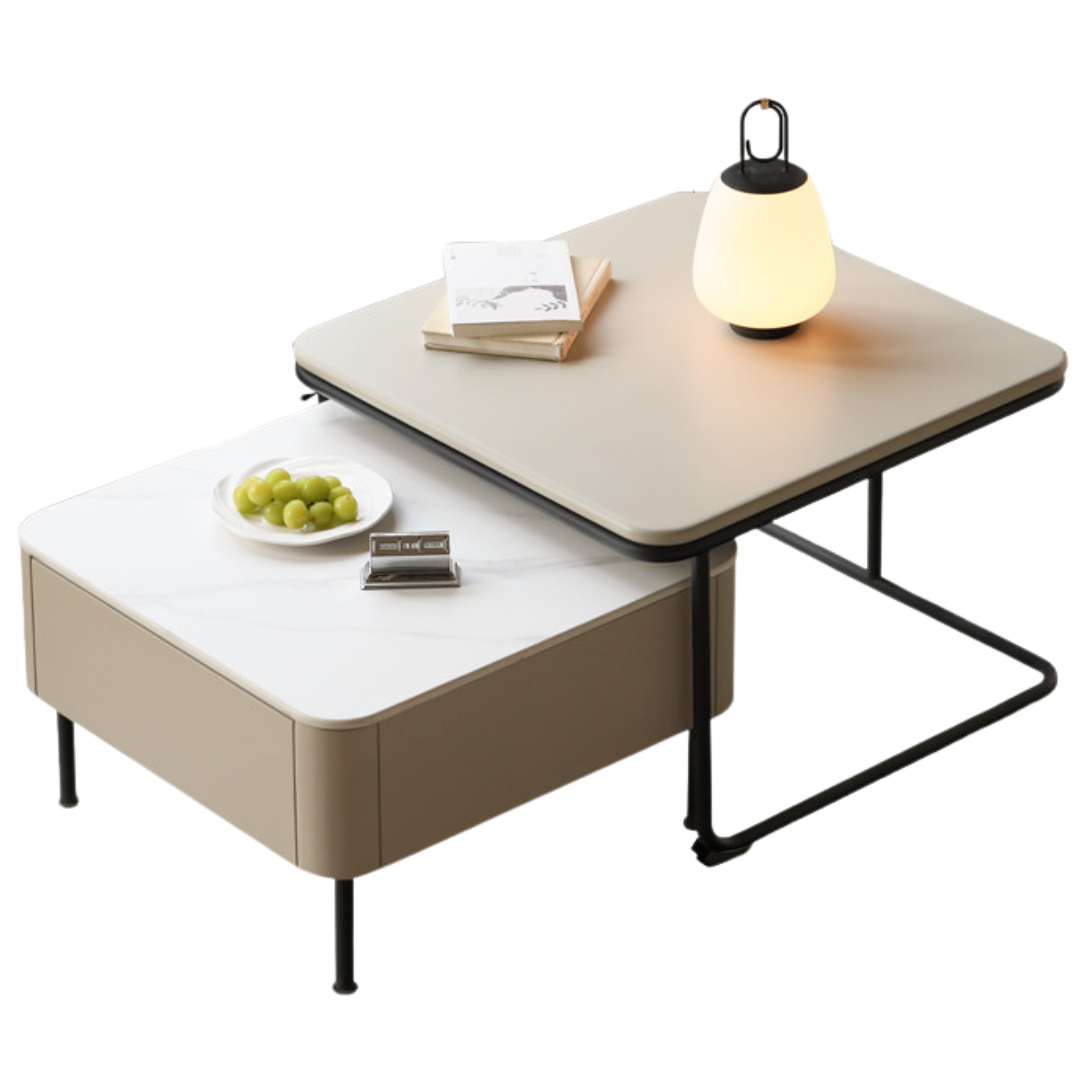 Poplar Solid Wood Rock Board Coffee Table Luxury