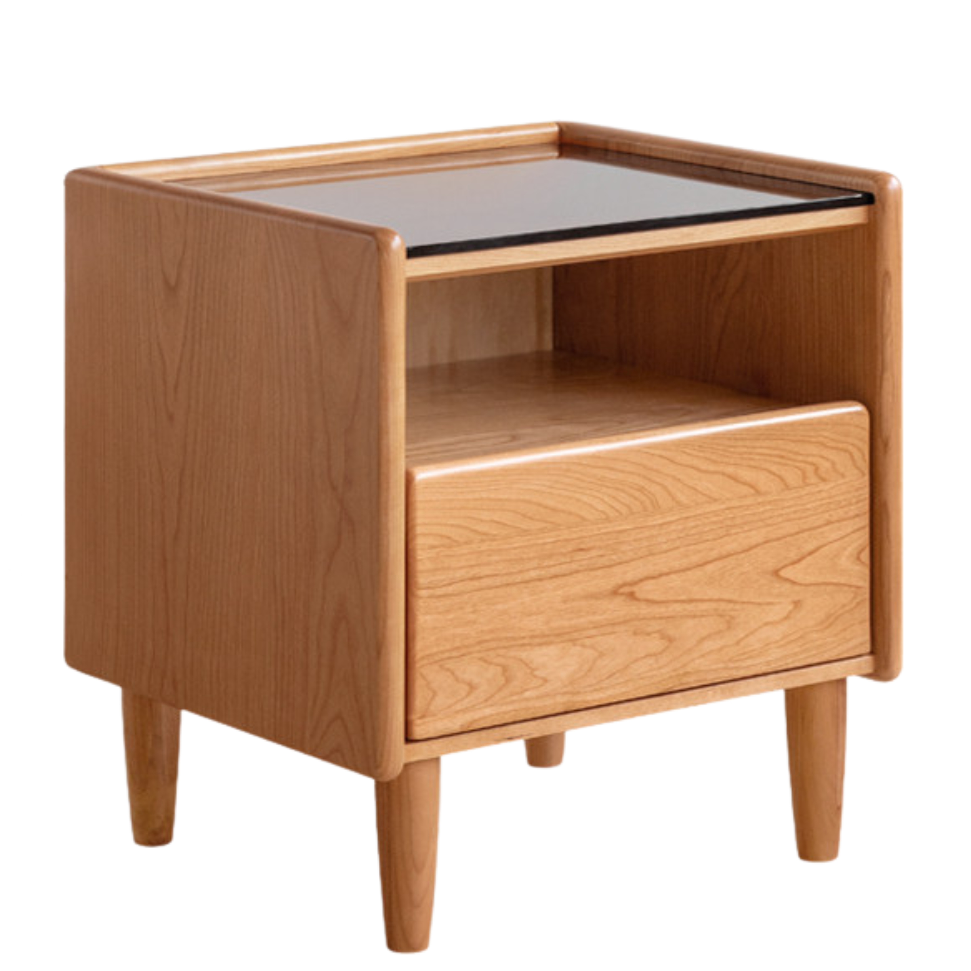 Ash, Cherry, Black walnut, Poplar, Solid Rubberwood Modern Nightstand.