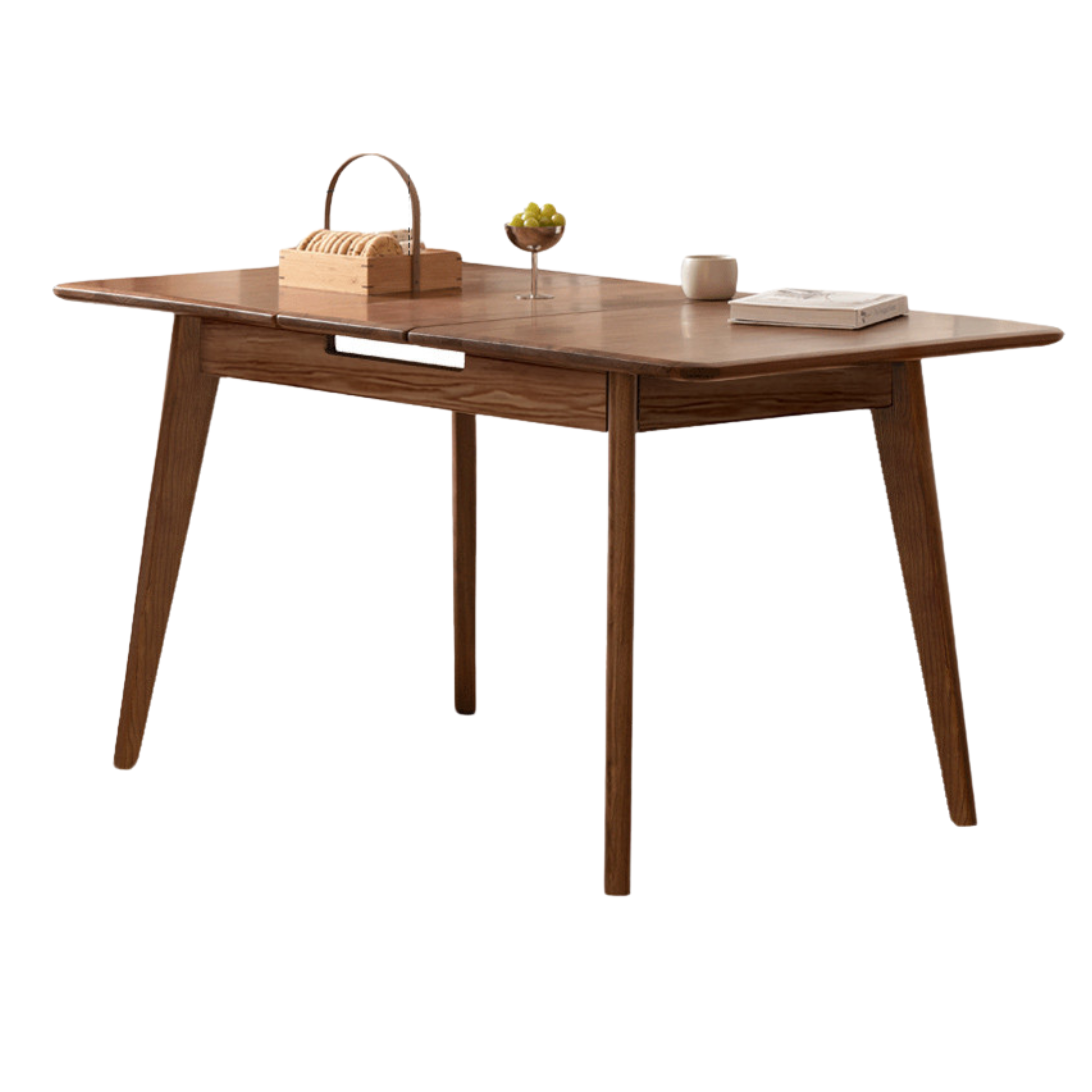 Black Walnut, Ash Solid Wood Telescopic Retractable Dining Table