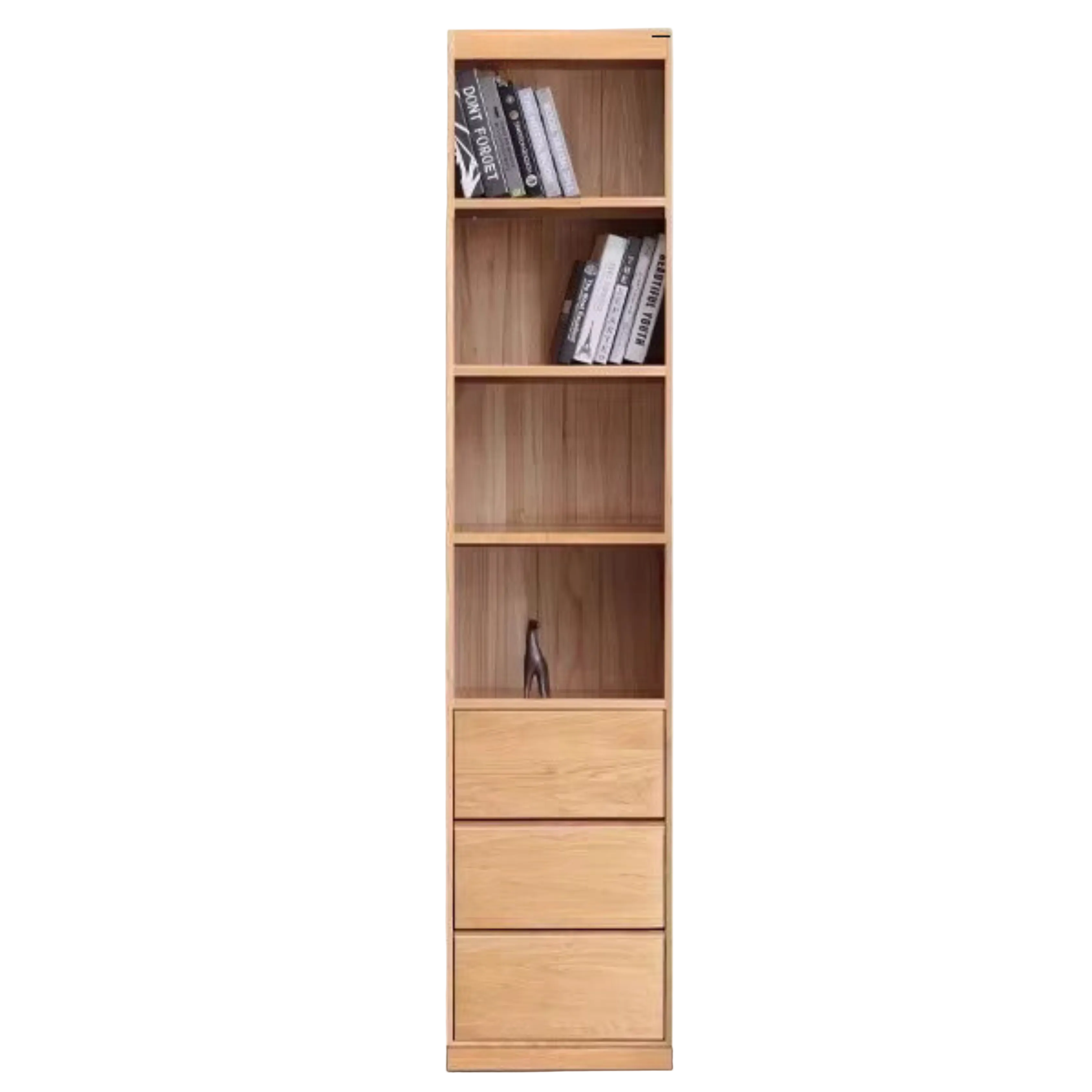 Oak, Solid Rubberwood Modern Bookcase Storage
