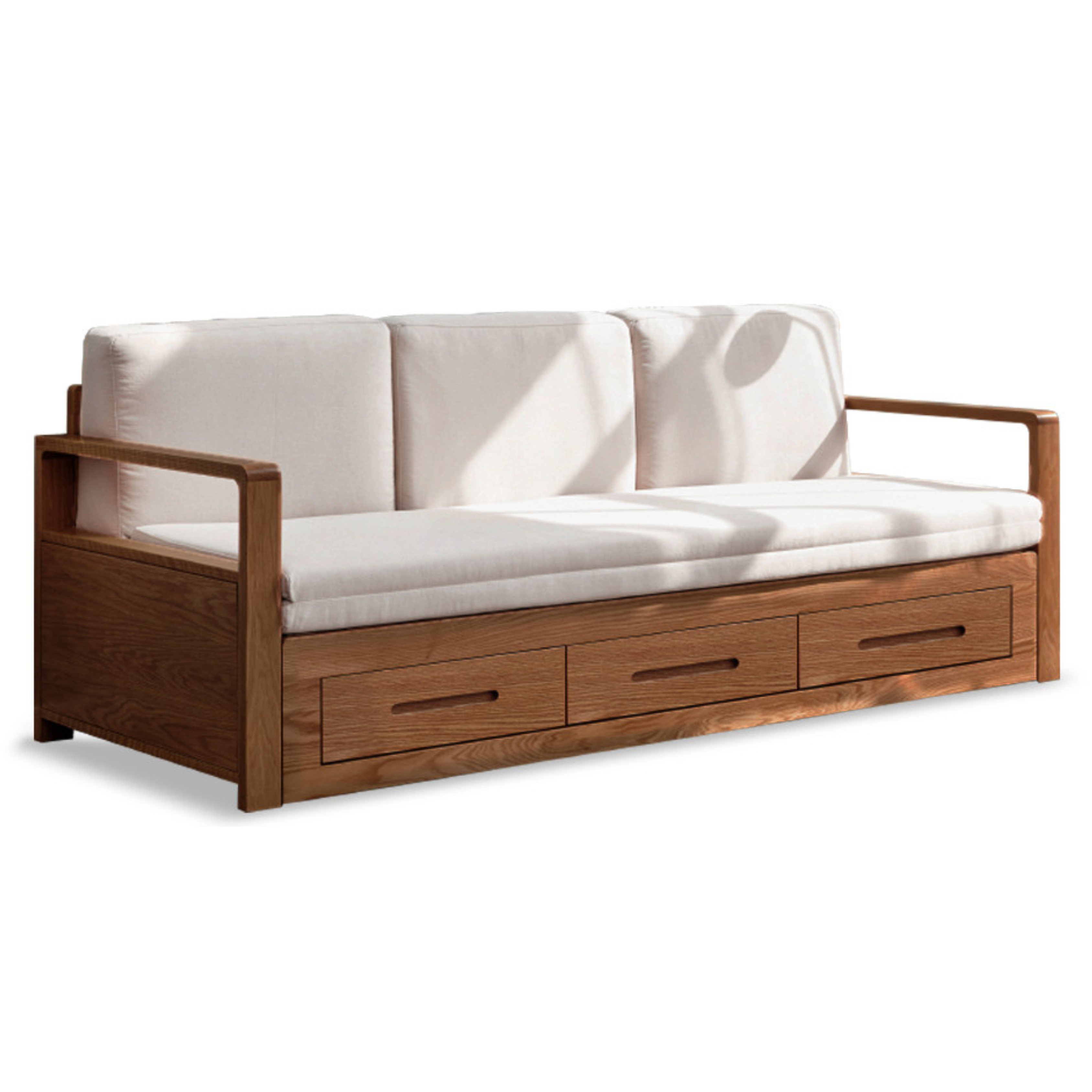 Oak, Ash Solid Woof Folding Storage Sofa Bed.