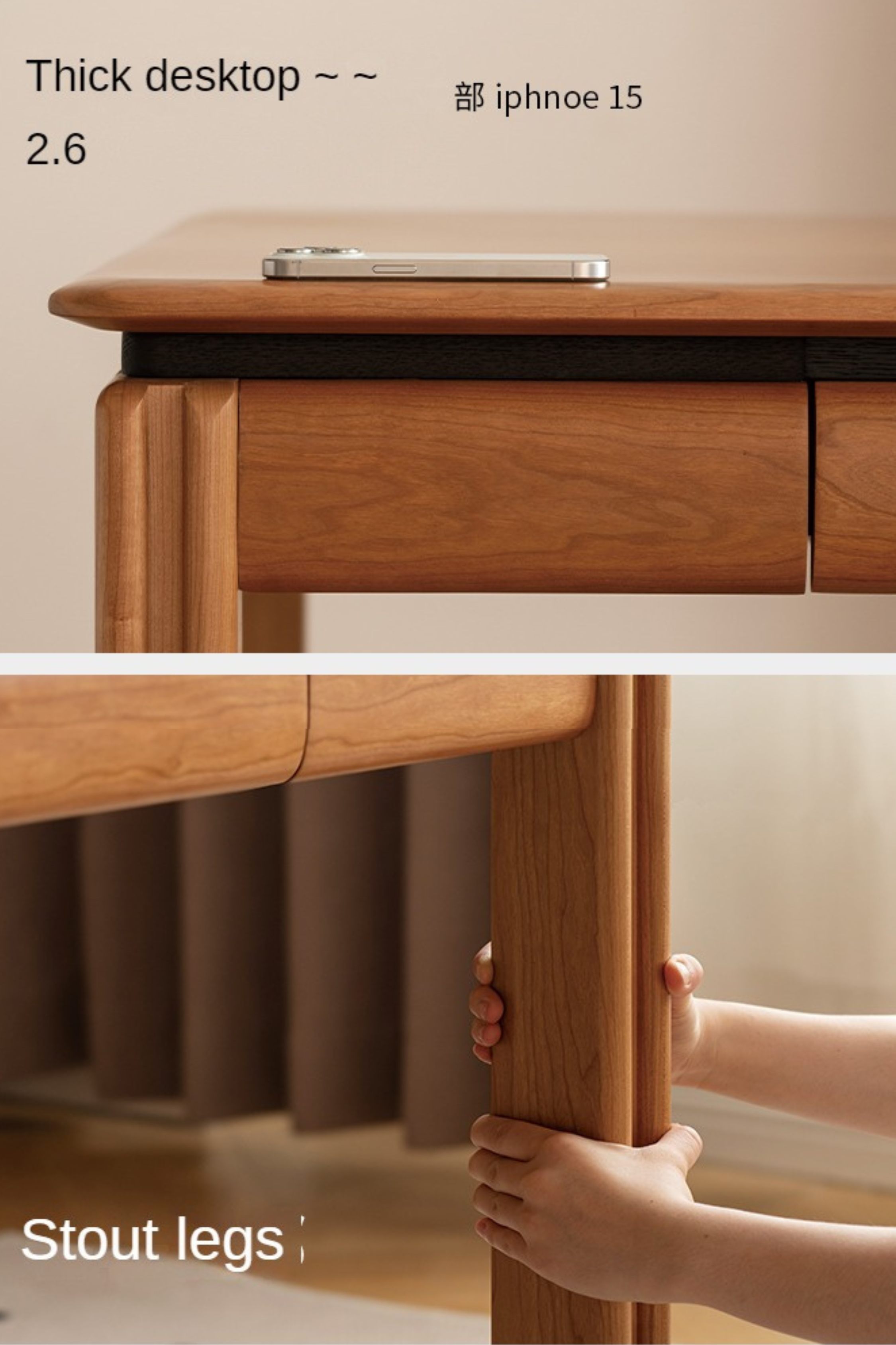 Cherry Solid Wood Color Large Office Desk