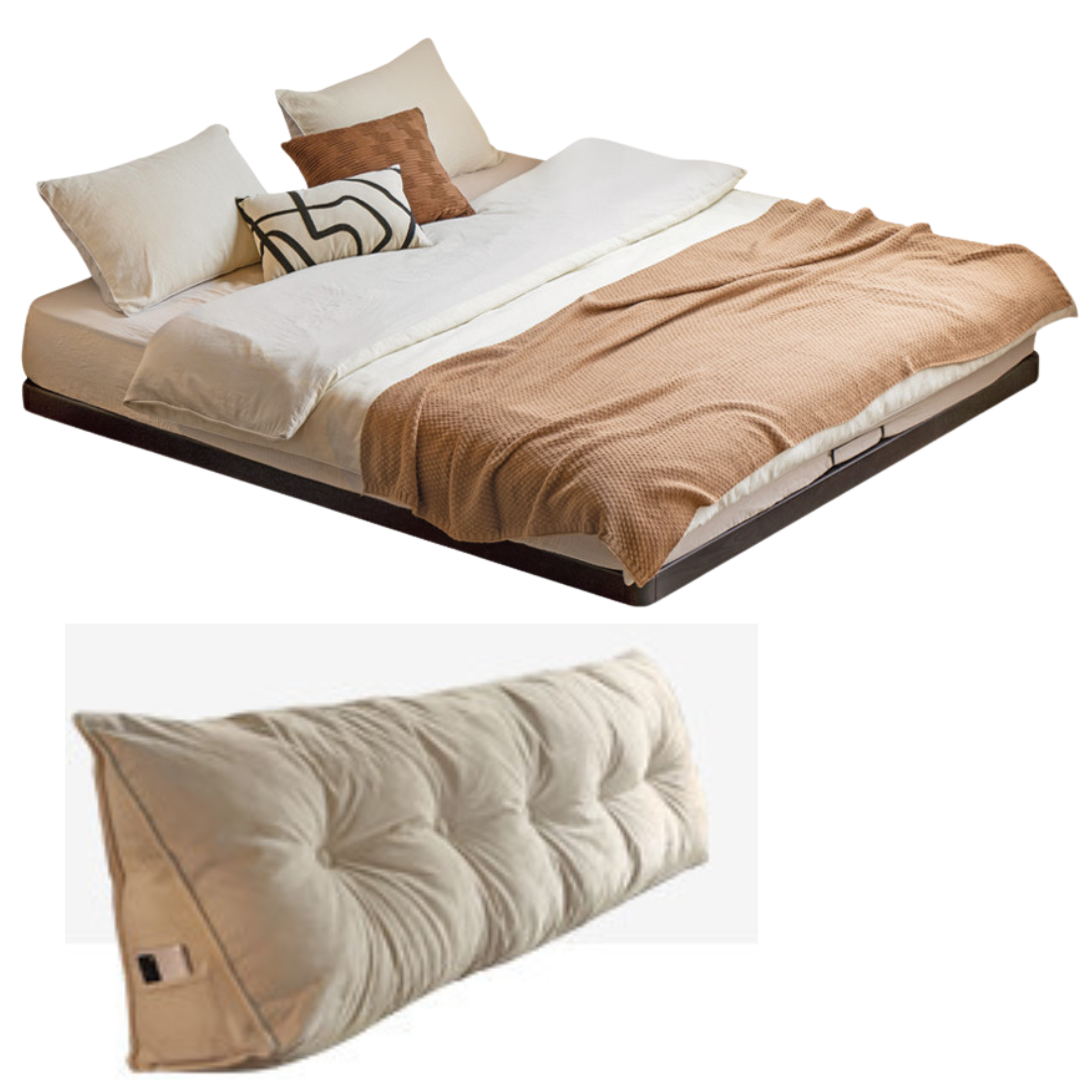 Oak Solid Wood Bed Simple platform bed, headboard-free bed