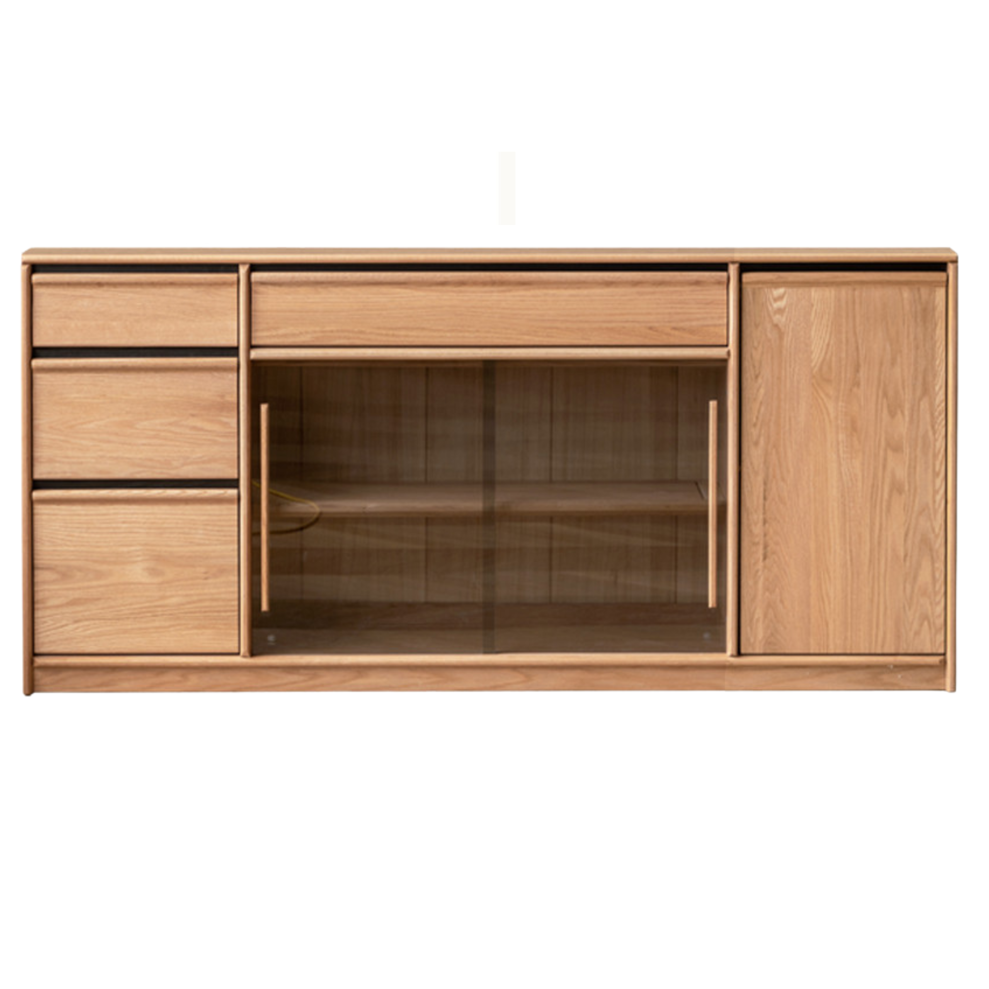 Oak Solid Wood Sideboard Glass Storage Cabinet