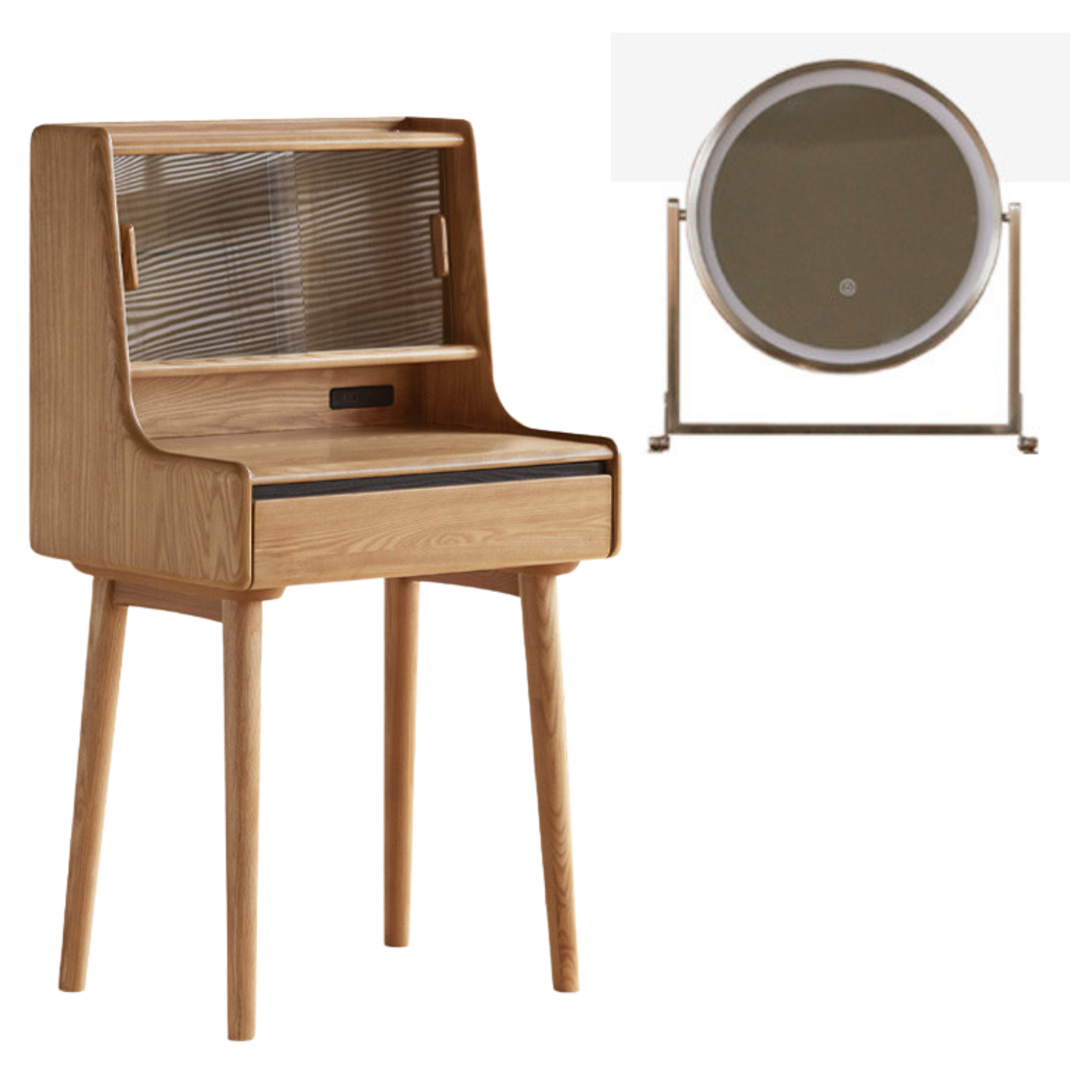 Ash Solid Wood Lighted Dressing Table