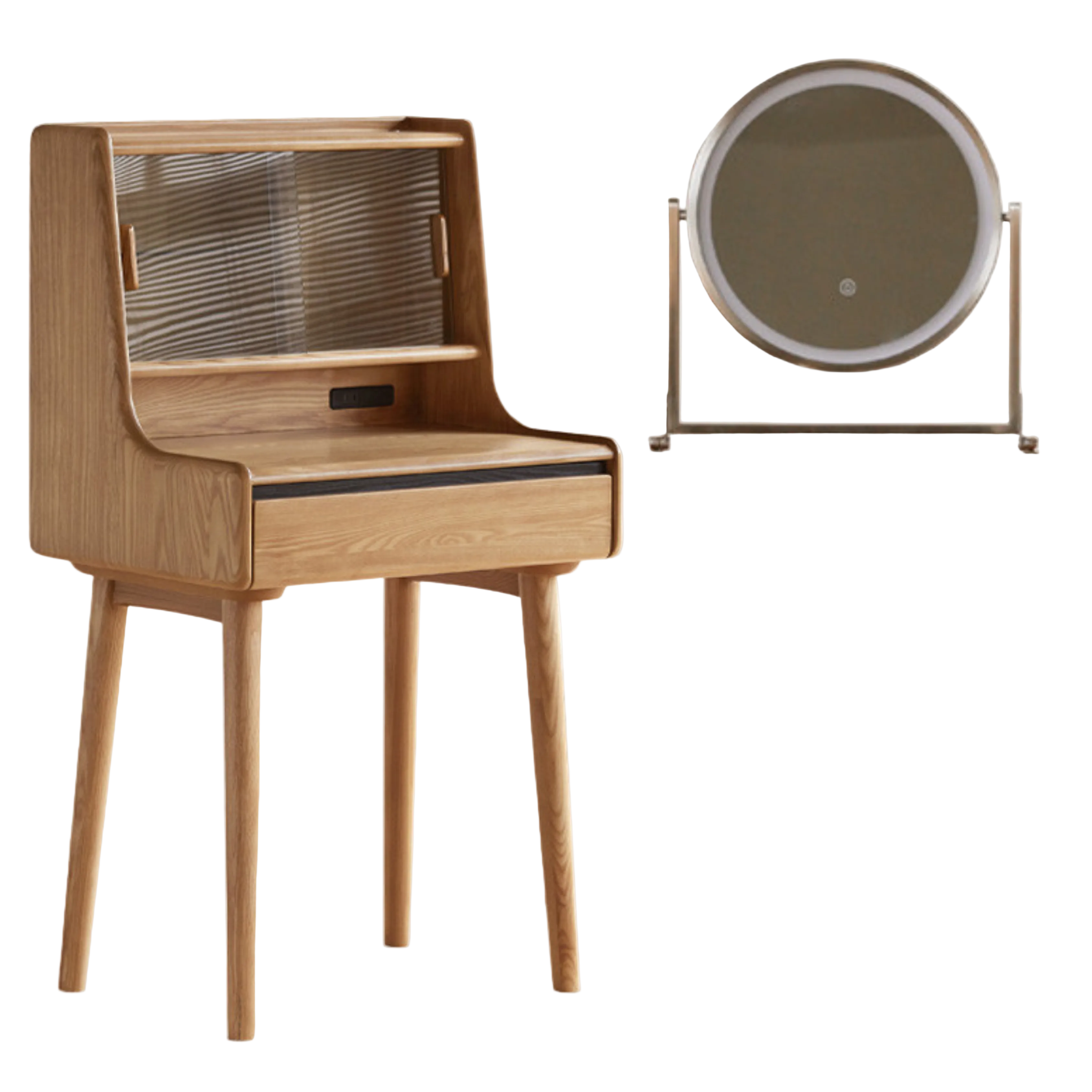 Ash Solid Wood Lighted Vanity Table.