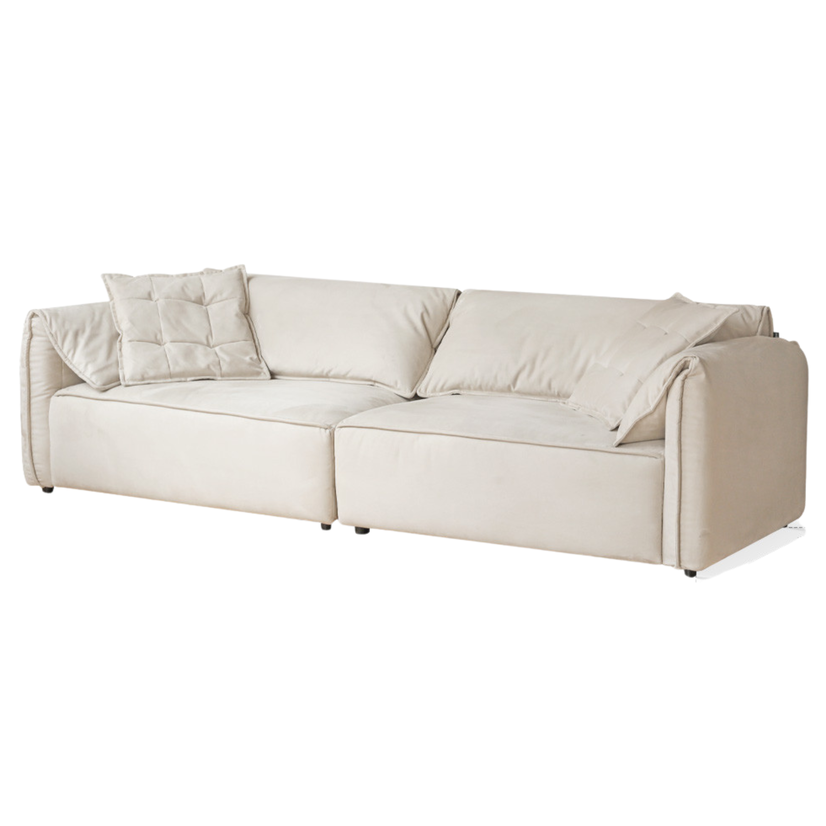 Fabric Modern Tofu Block Elephant Ear Down Sofa.