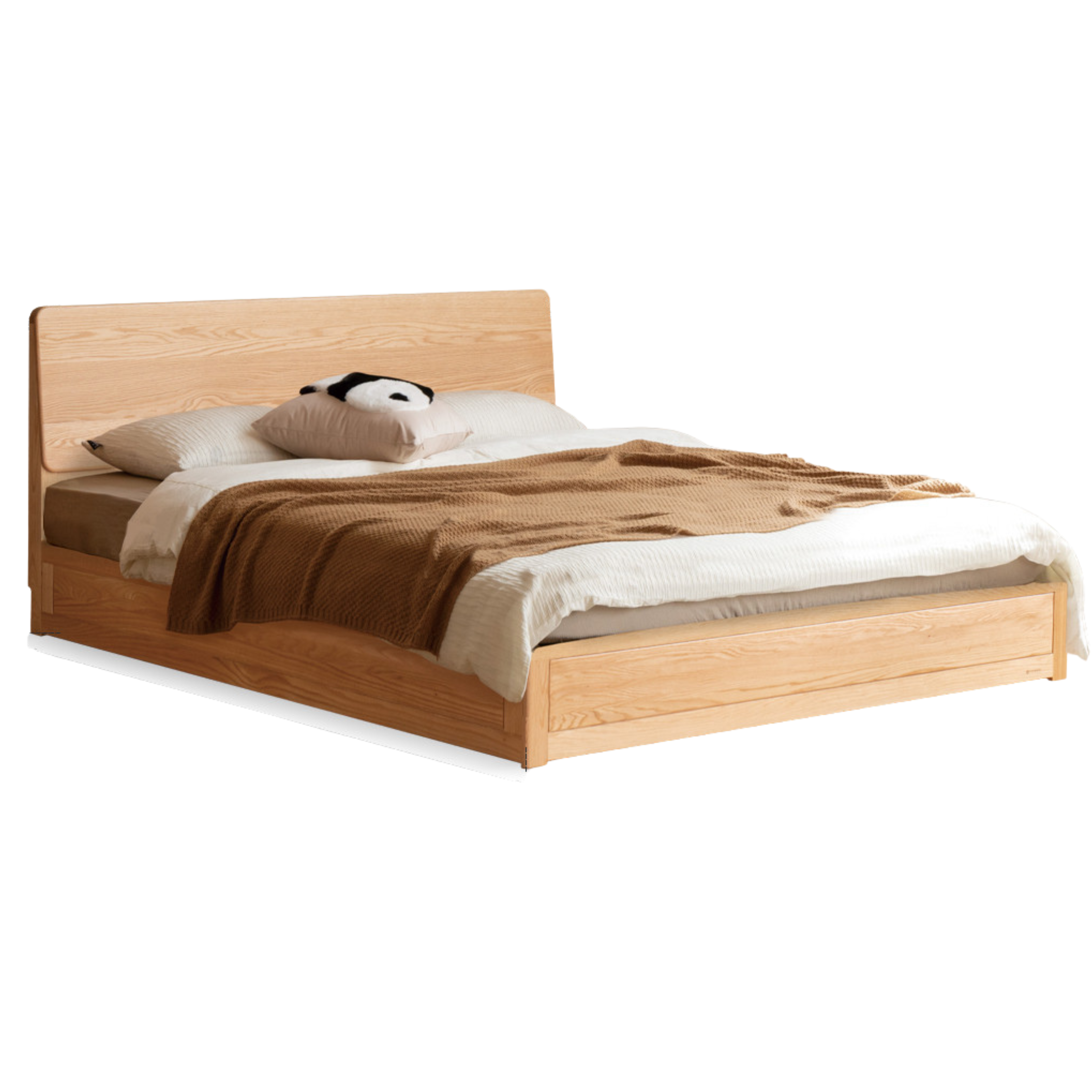 Oak,Rubberwood Solid Wood Box Simple Bed Log Style