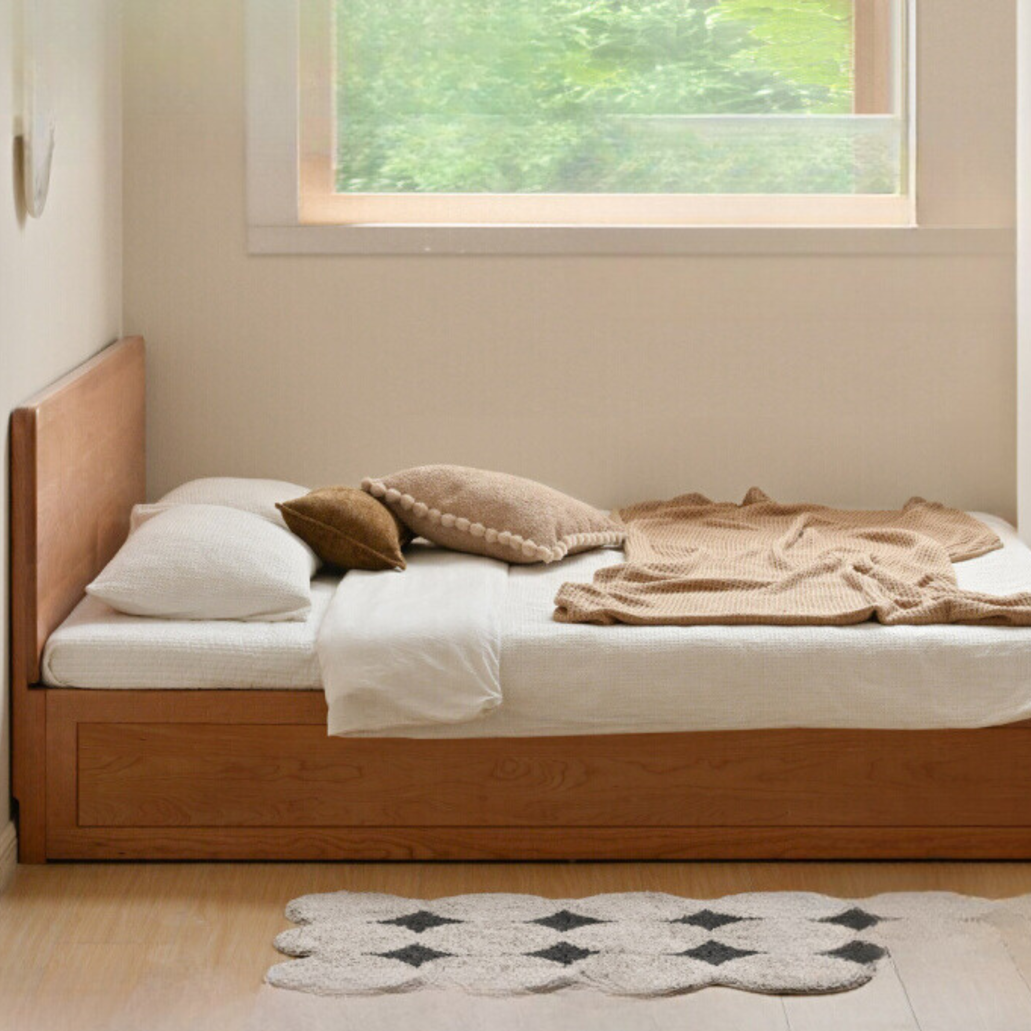 Cherry Solid Wood Box Bed