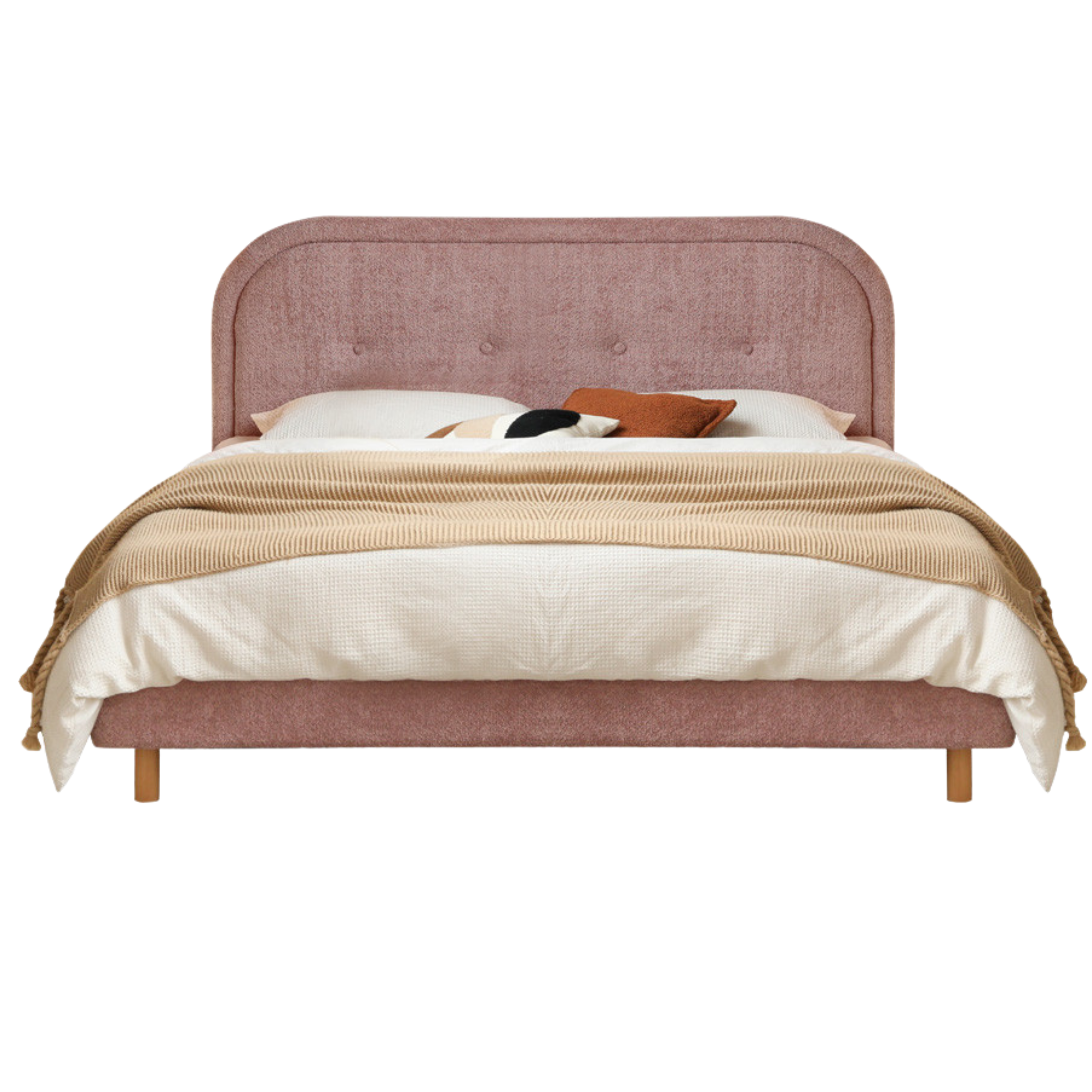 Fabric Pink Bed French Style