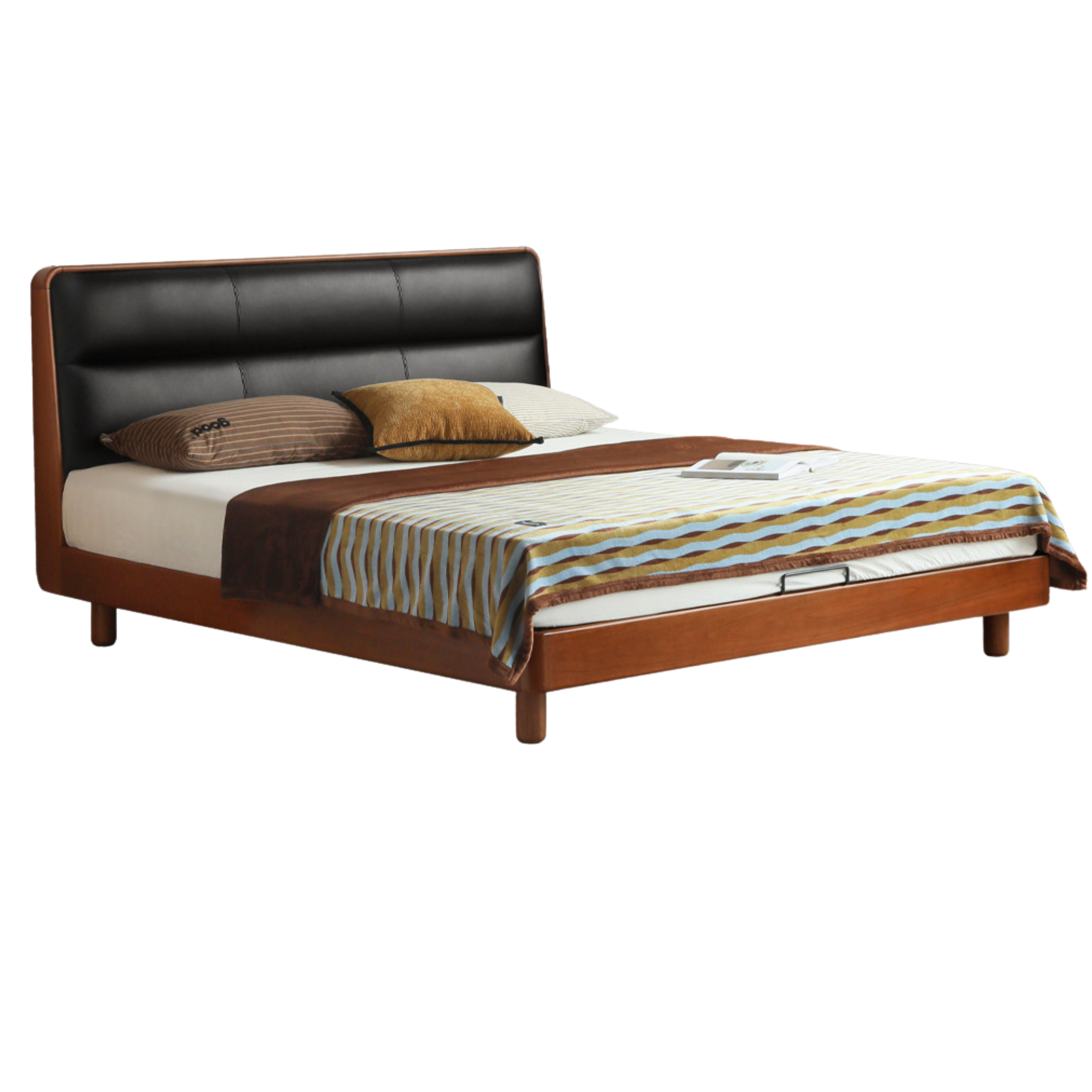 Poplar Solid Wood Leather Bed