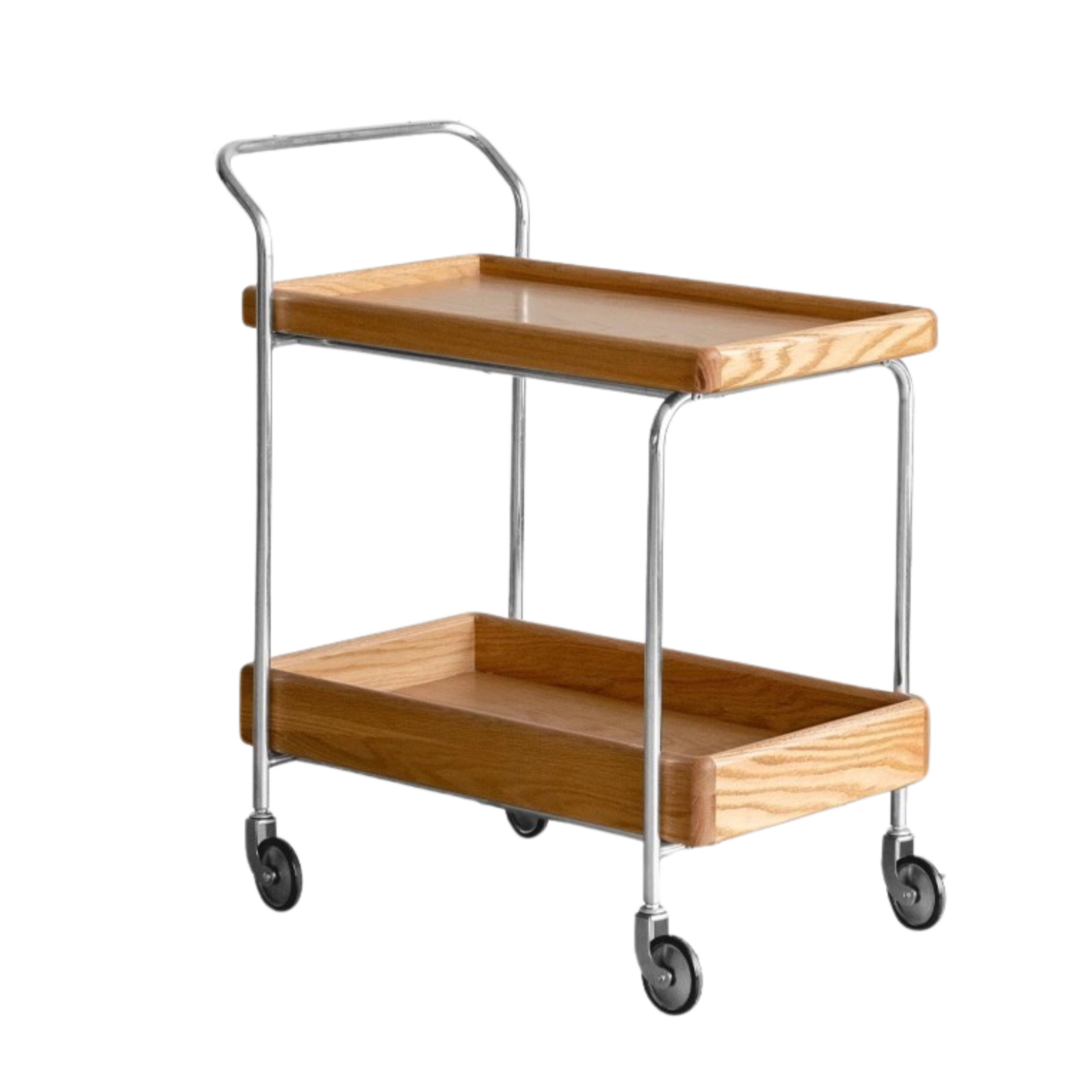 Oak, Poplar, Cherry Solid Wood Double Layer Mobile Side Table