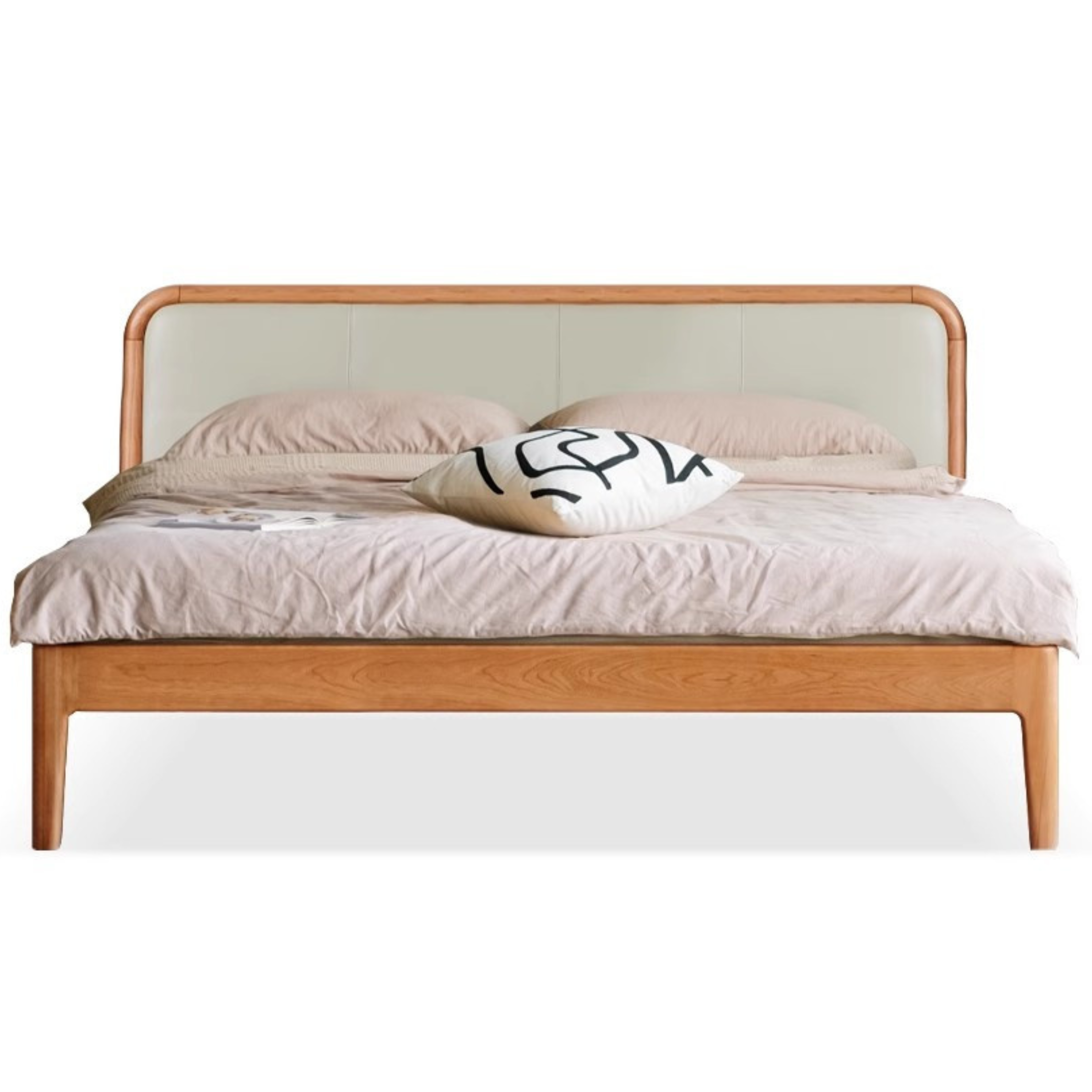 Black Walnut,Cherry Wood Cowhide Leather,Technical Cloth Bed