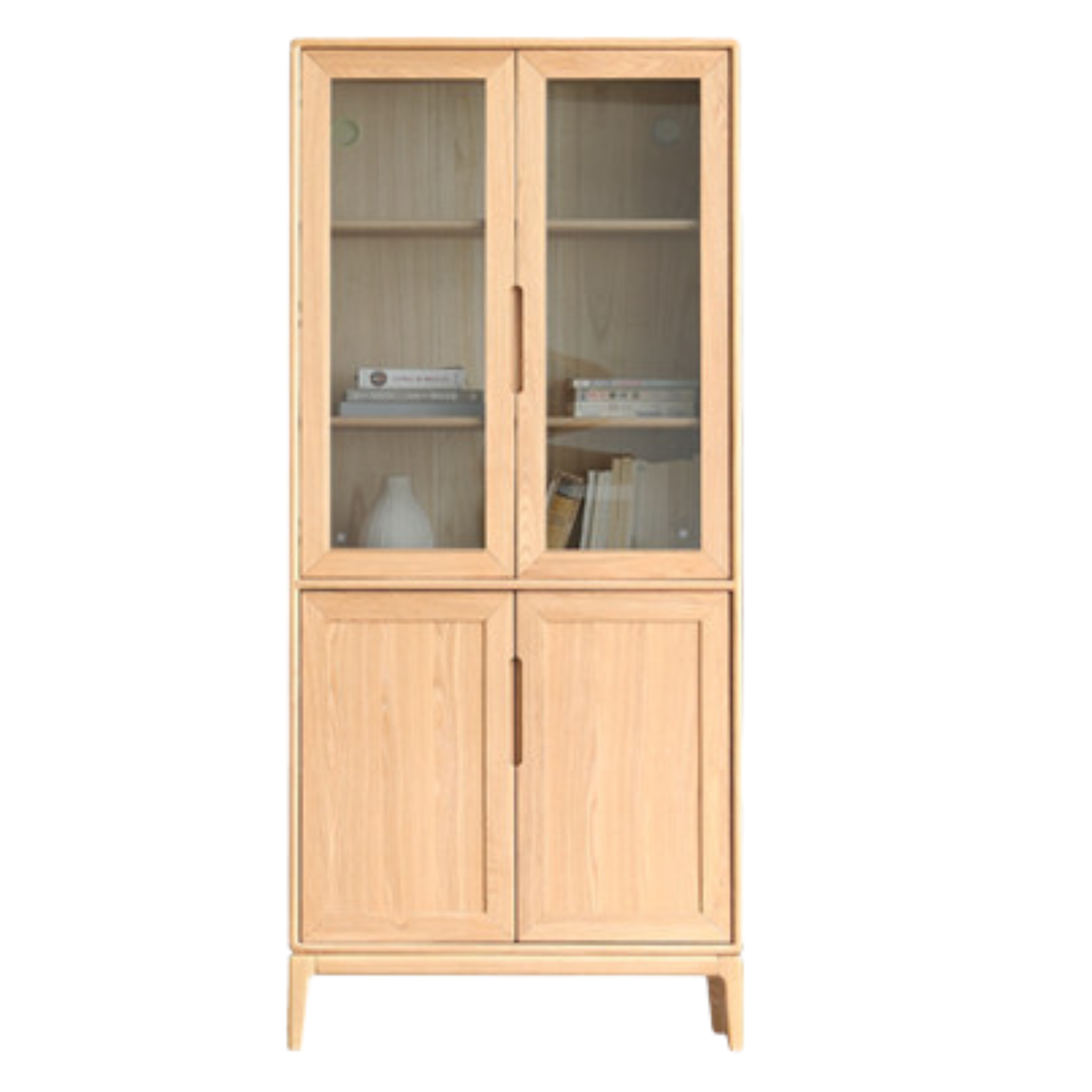 Ash Solid Wood Floor-Standing Bookcase Whole Wall Free Combination Bookshelf