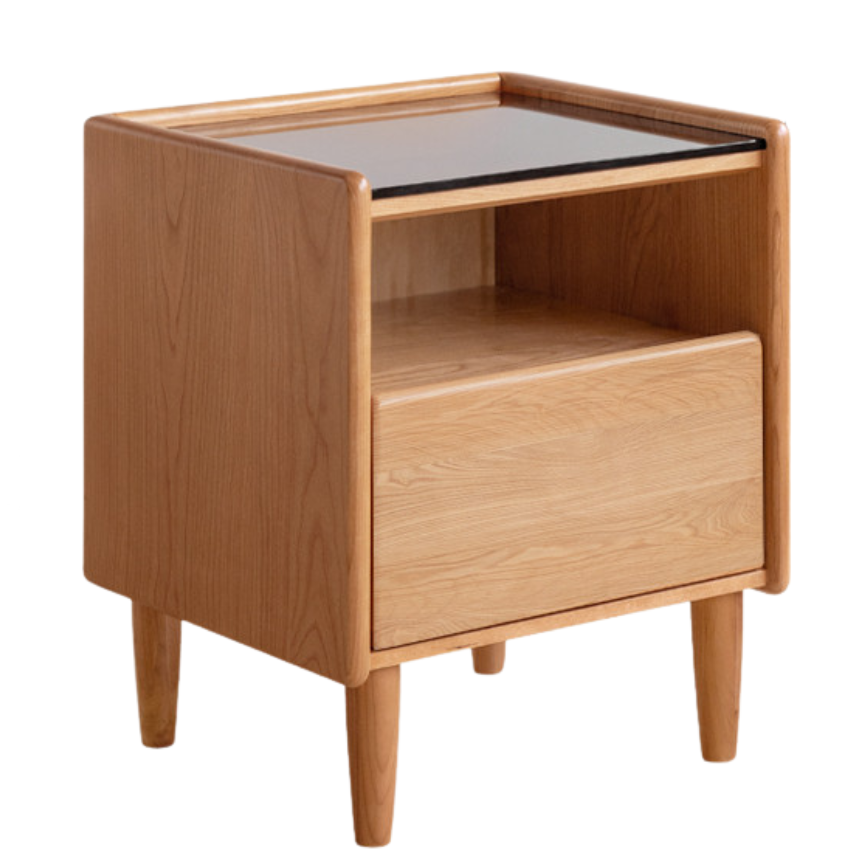 Cherry, Ash Solid Wood Small Nightstand.