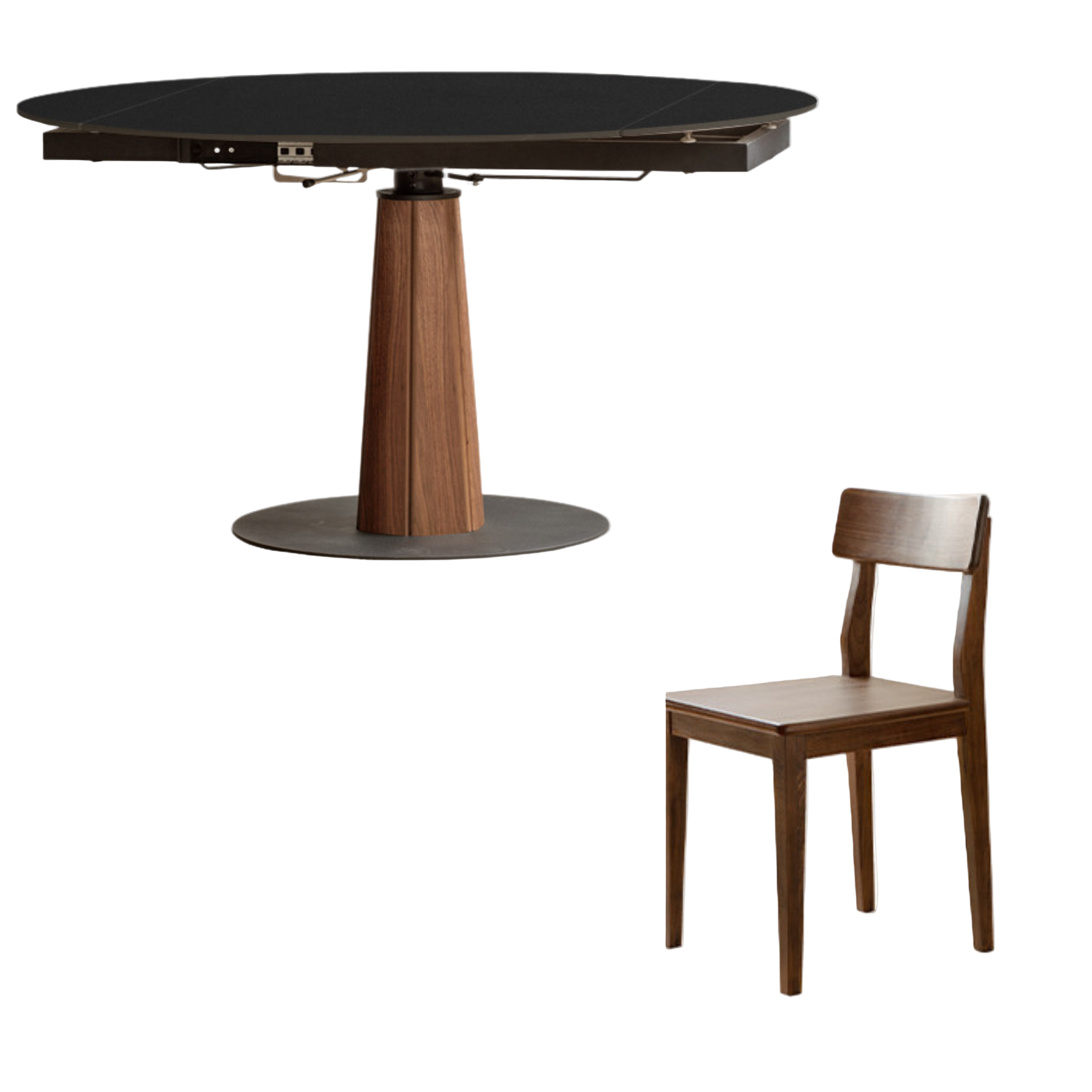 Cherry, Black Walnut, Ash Solid Wood Folding Retro Rock Plate Dining Table