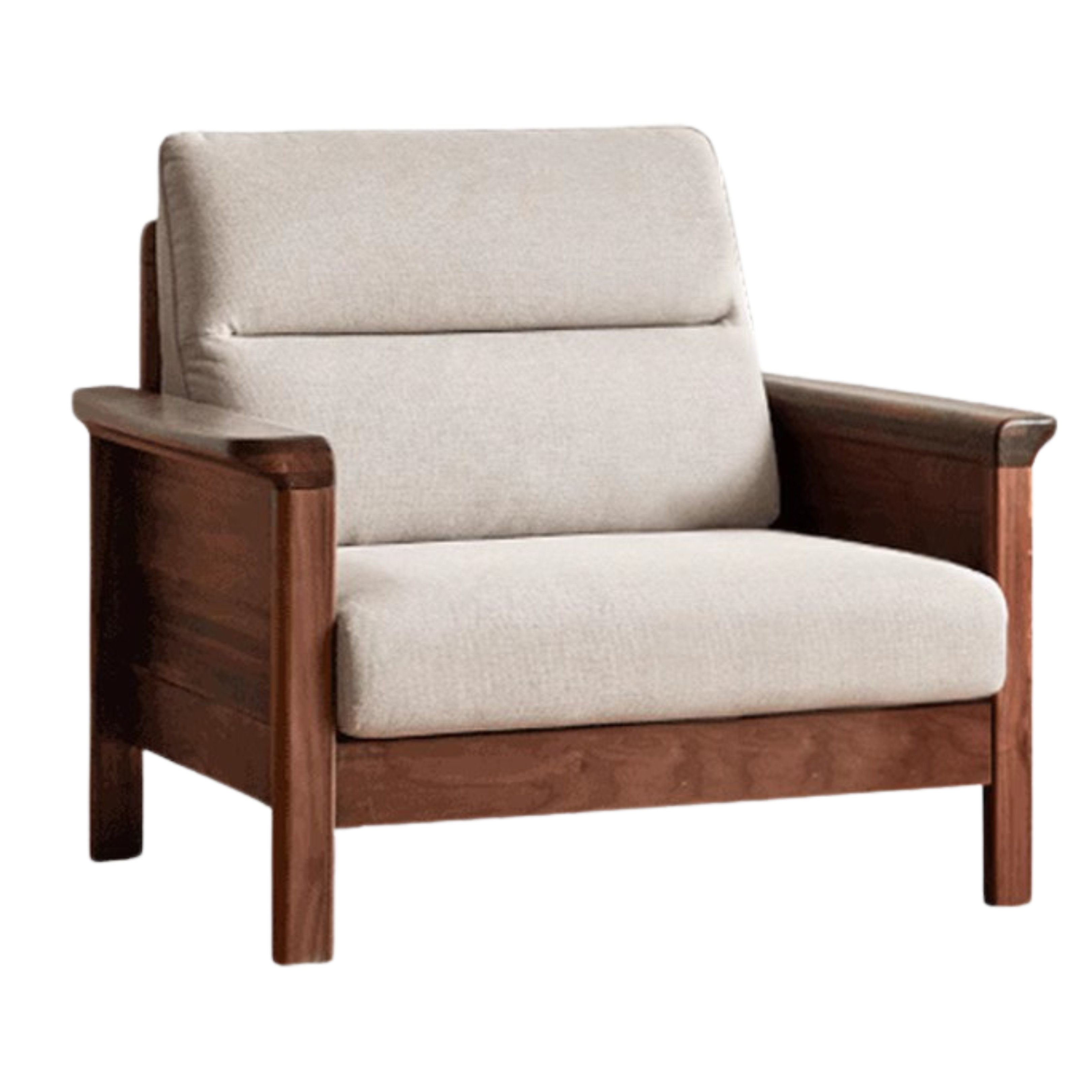 Sandalwood, Black Walnut Solid Wood Fabric Sofa.