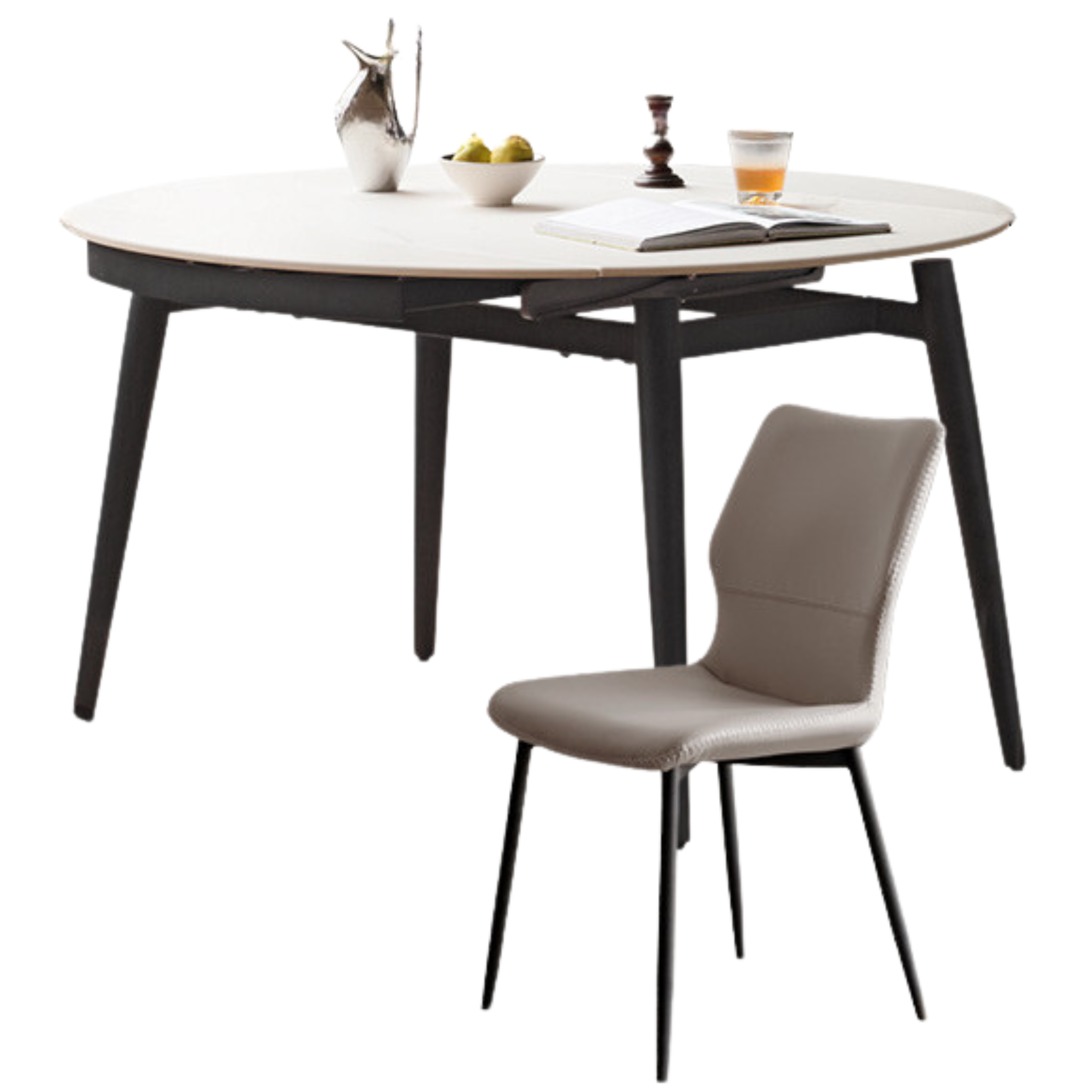 Folding Rock Table Metal Legs Light Luxury Round Dining Table