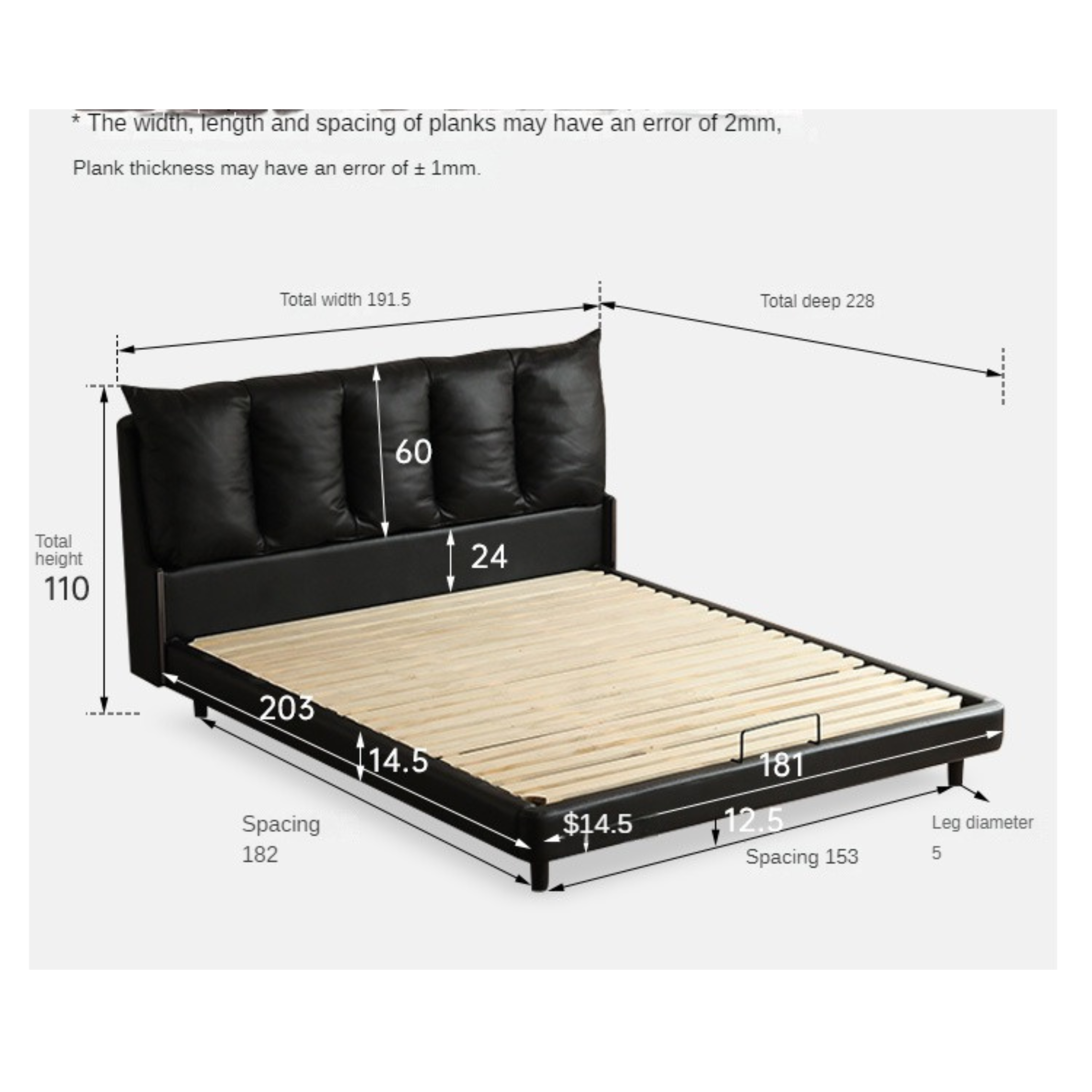First layer of yellow cowhide Italian light luxury black Bed
