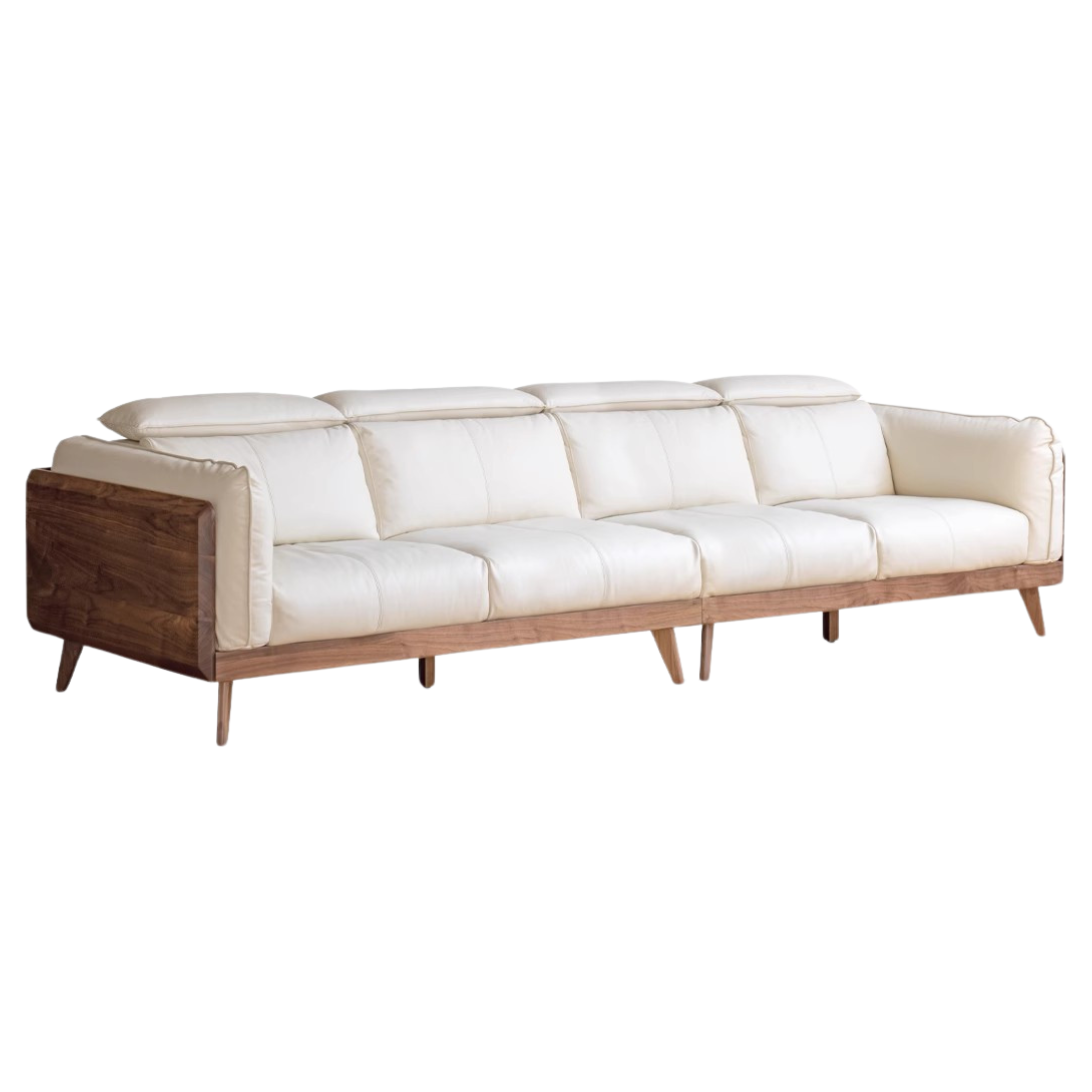 Black Walnut, Ash Solid Wood Genuine Leather Down Sofa.