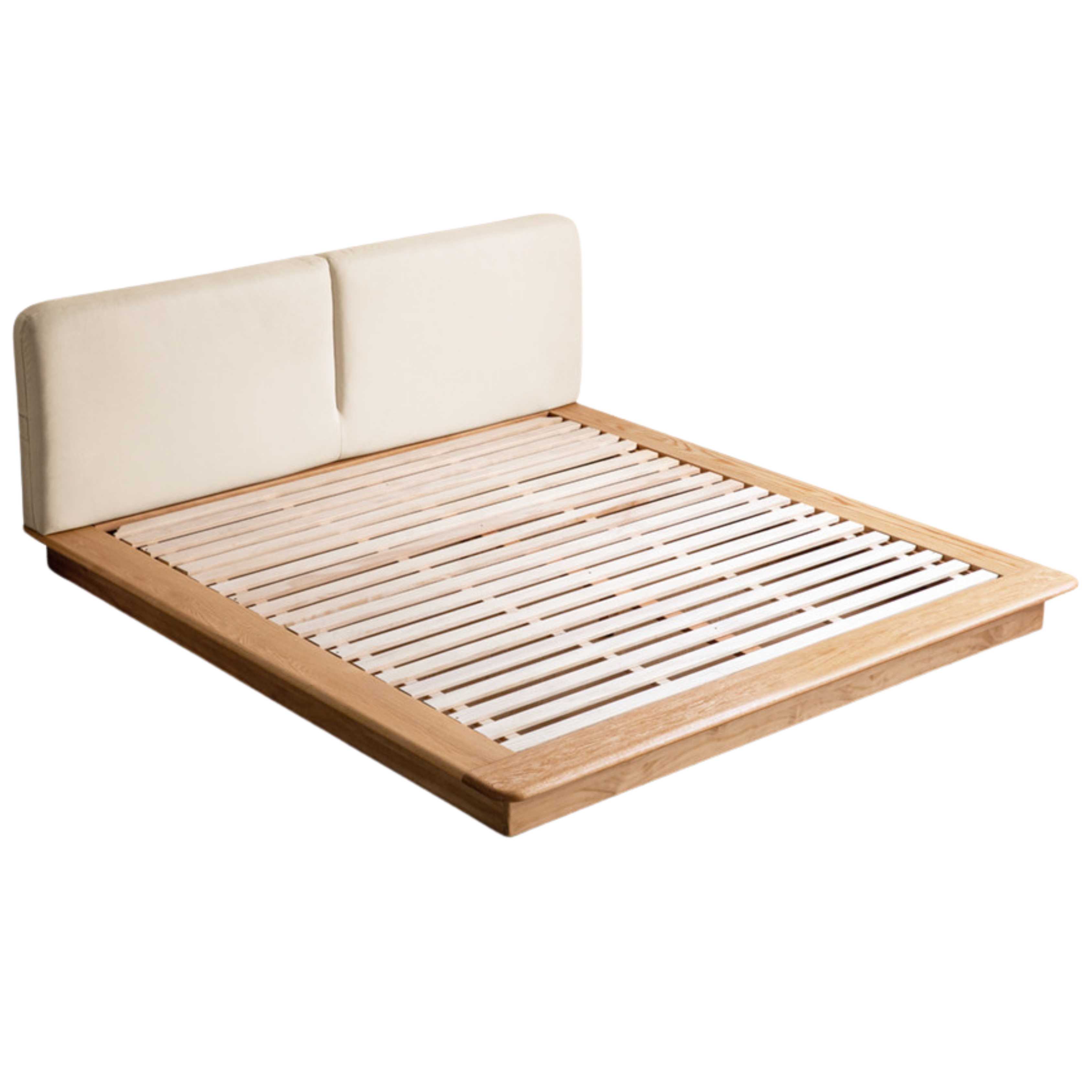 Oak solid wood Leather Technology Fabric Soft Bed floating platform bed