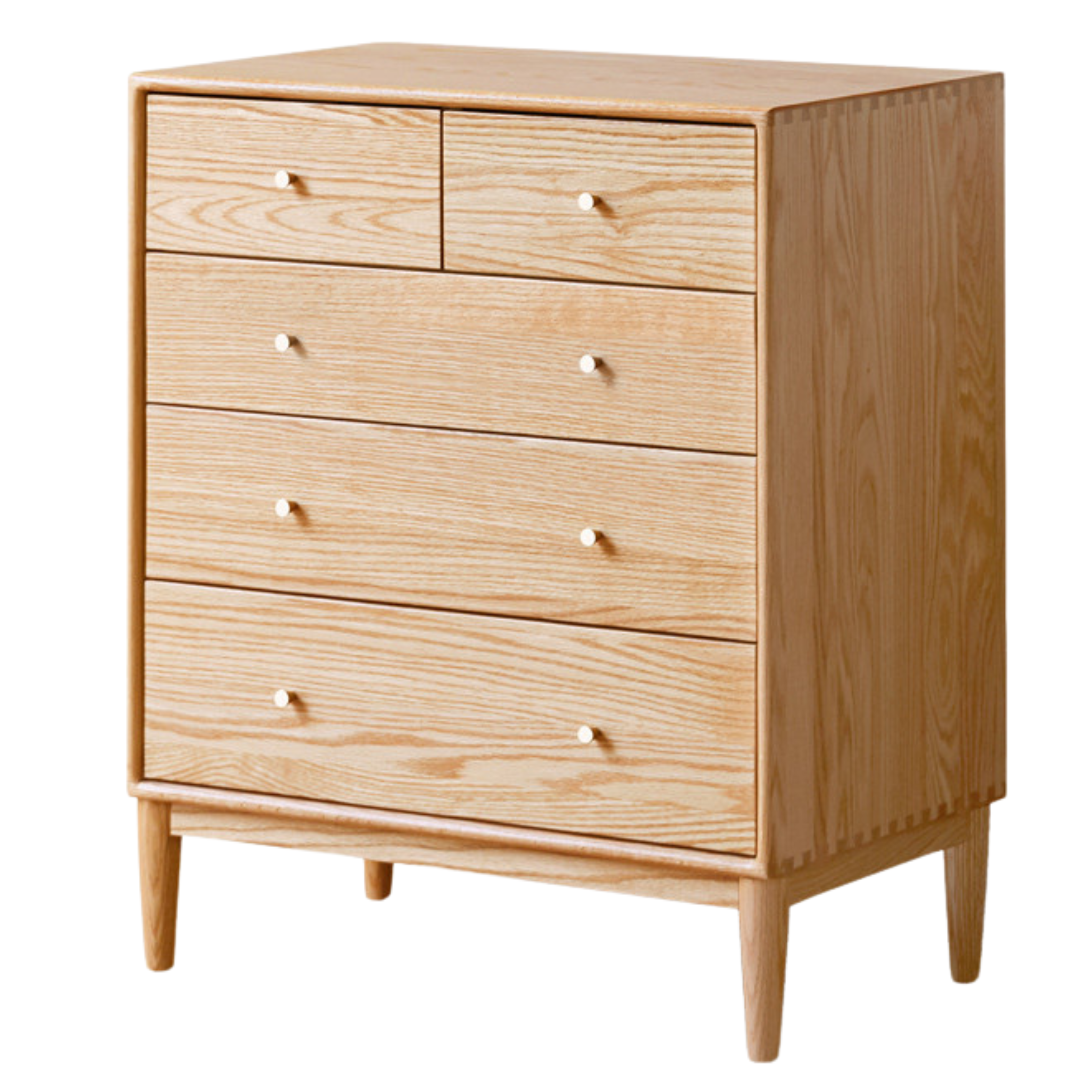 Oak Solid Wood, Solid RubberWood Nordic Chest of Drawers