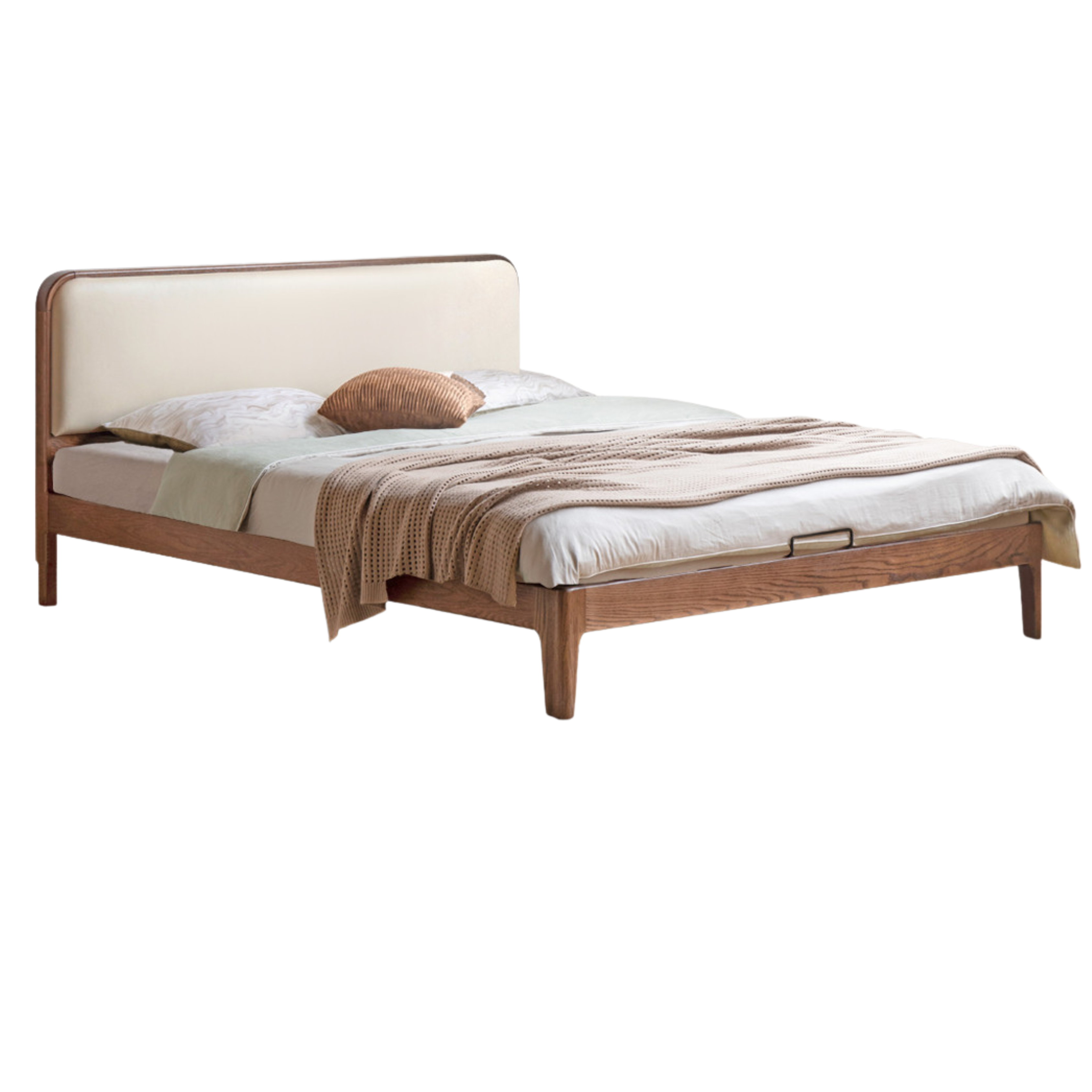 Rubber wood, Oak Solid Wood Bed Technology Fabric