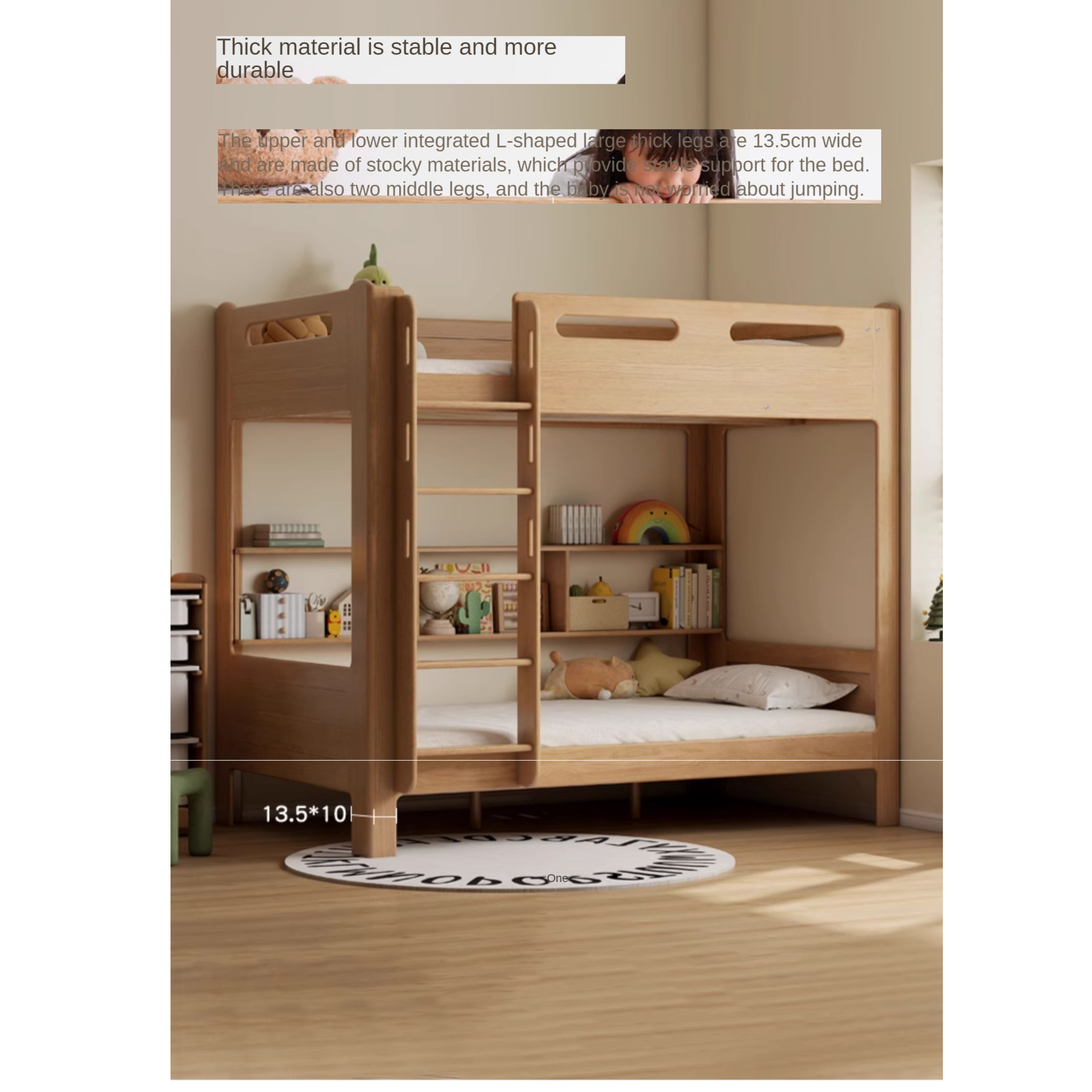 Beech, Rubberwood solid wood Bunk Bed.