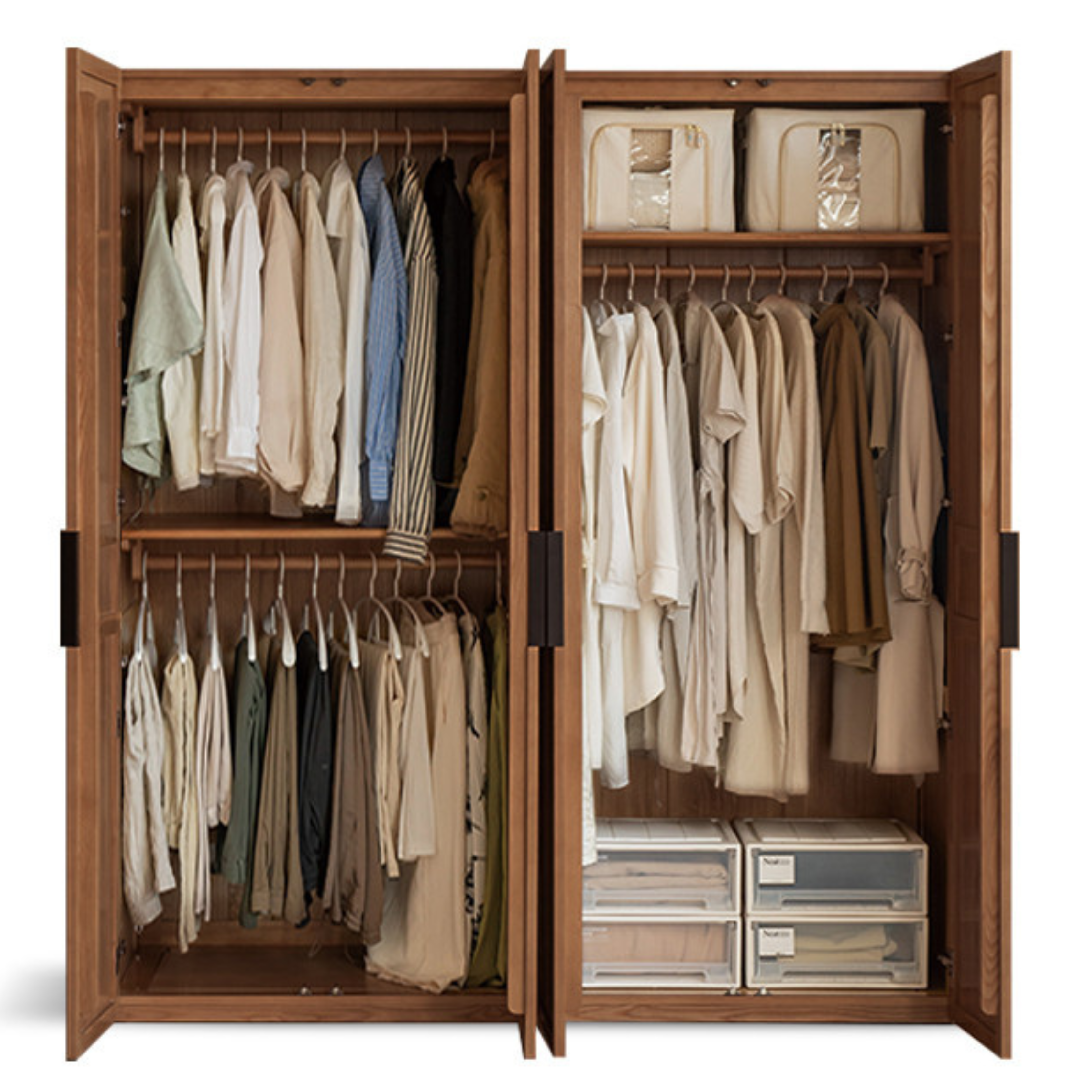 Black Walnut, Ash Solid Wood Wardrobe Modern Simple.