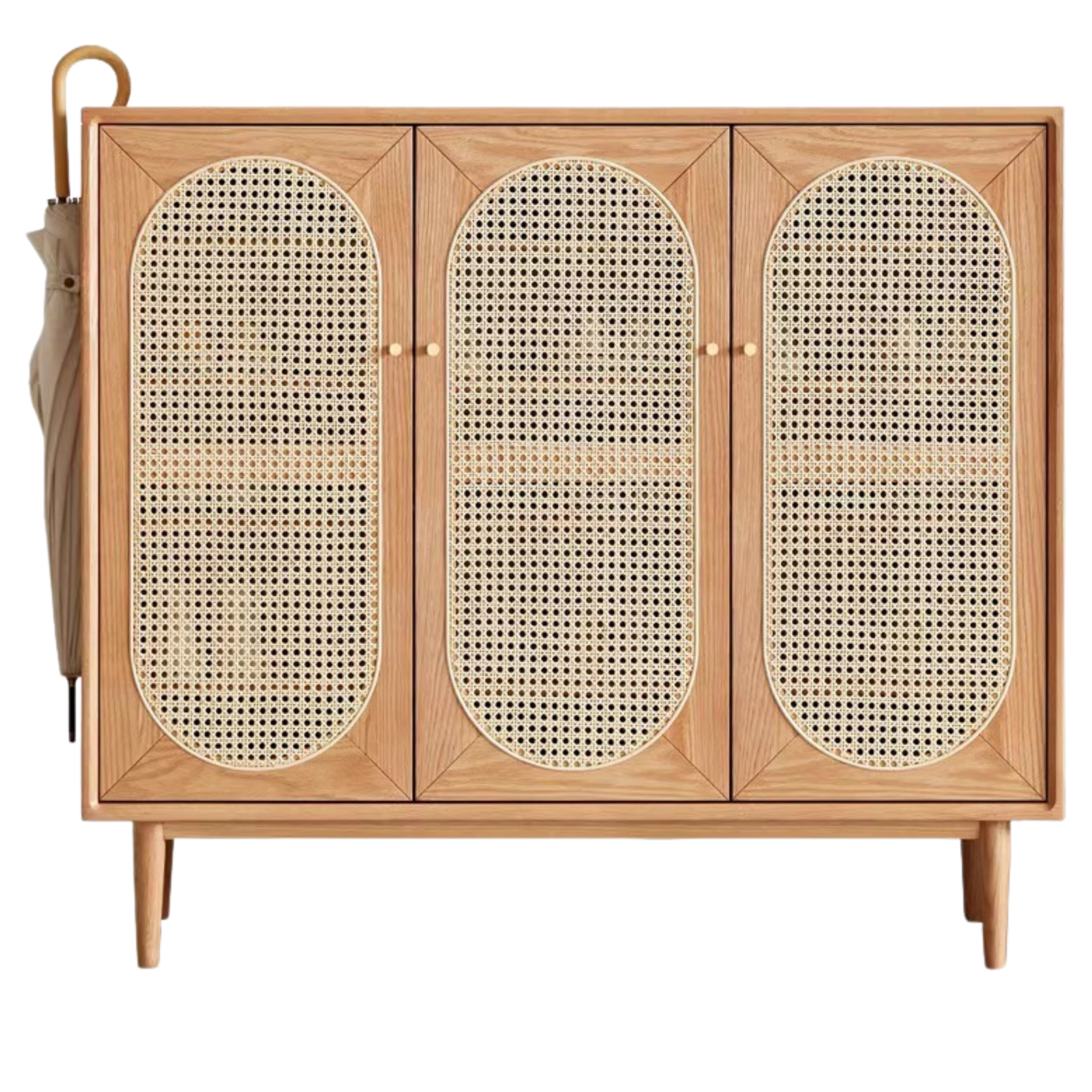 Oak Solid Wood Rattan Shoe Cabinet