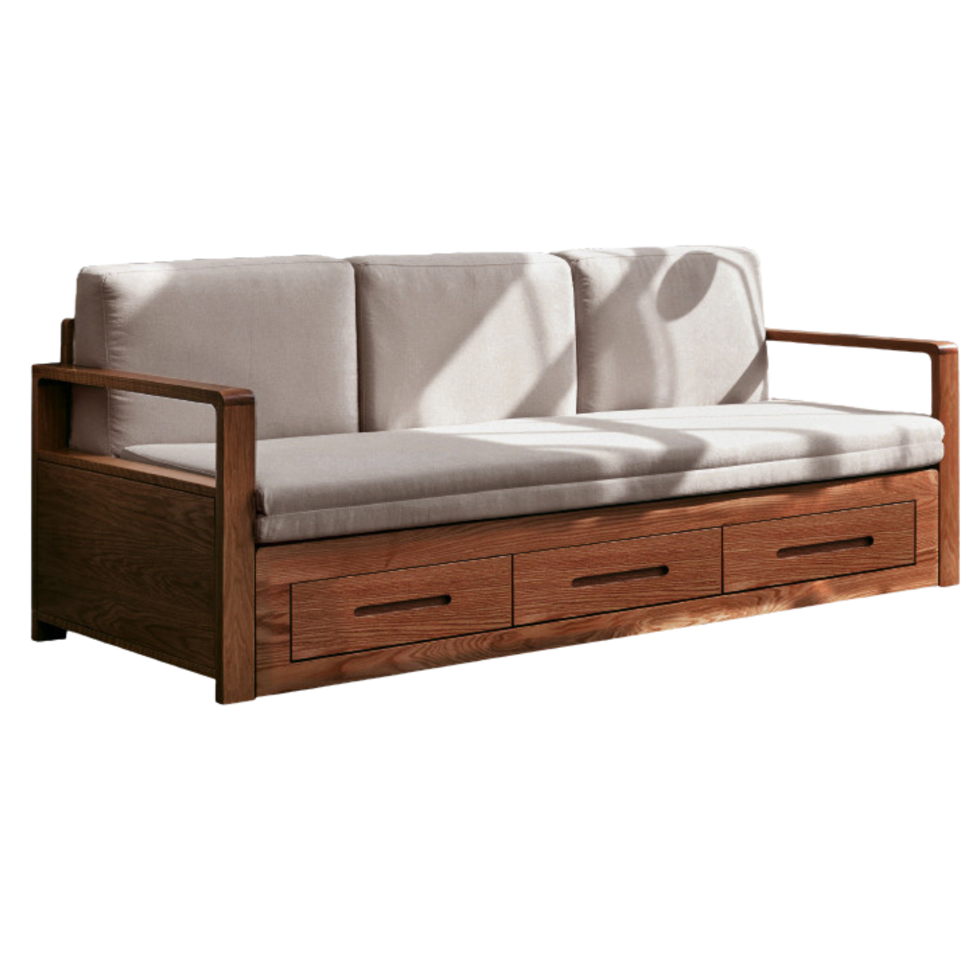 Oak, Ash Solid Woof Folding Storage Sofa Bed.