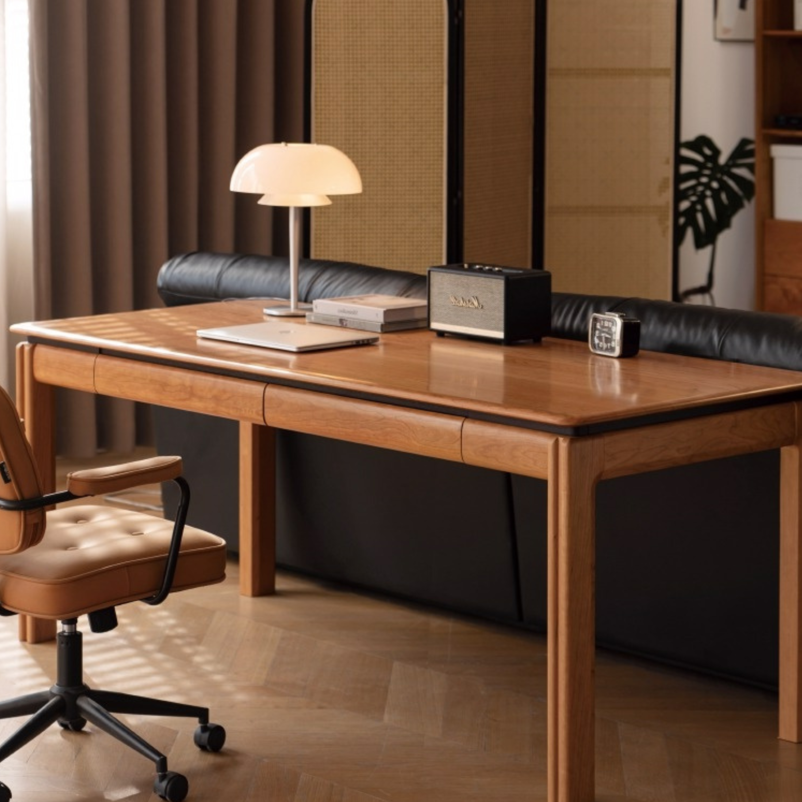 Cherry Solid Wood Color Large Office Desk