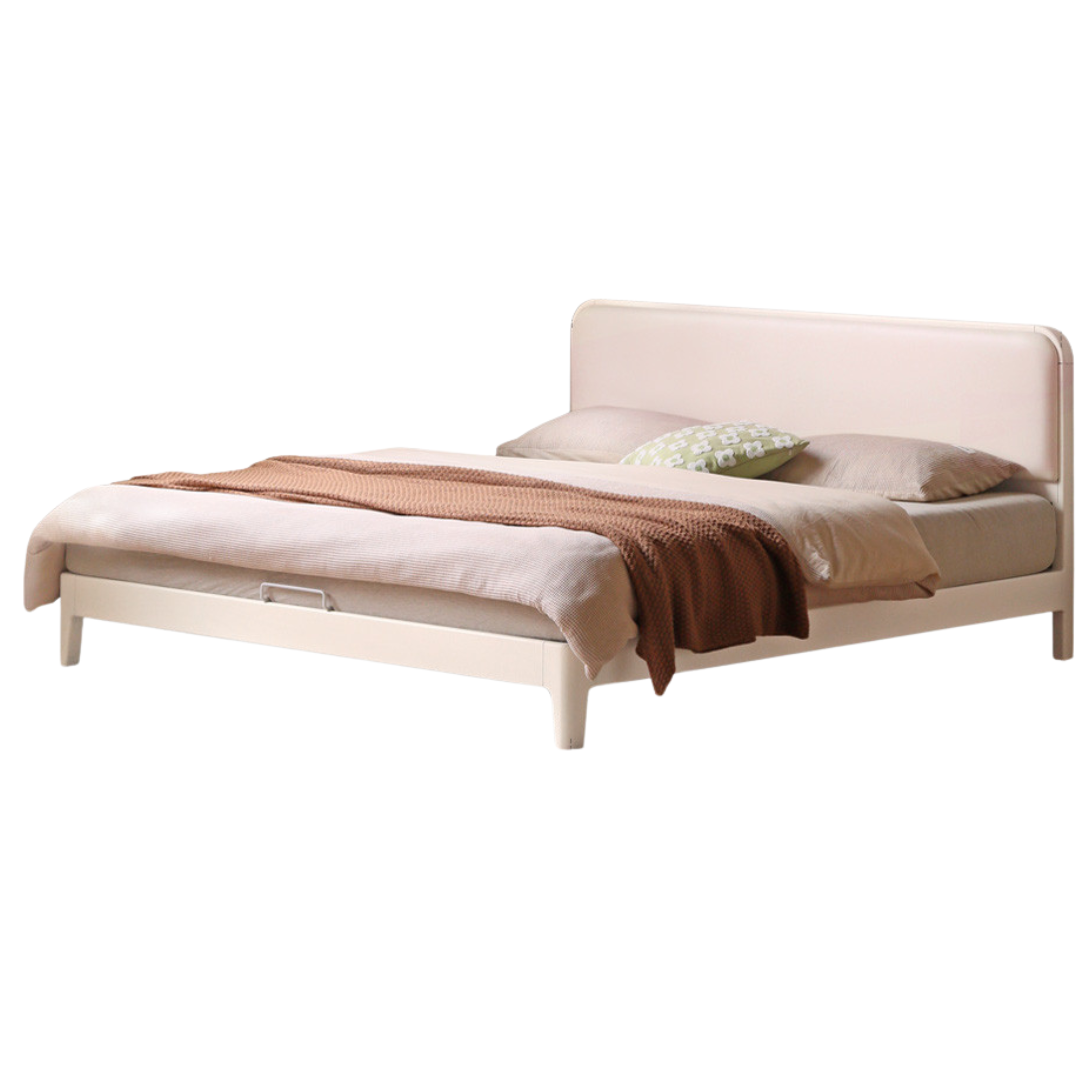 Rubber Wood Solid Wood Soft Bed Cream Style