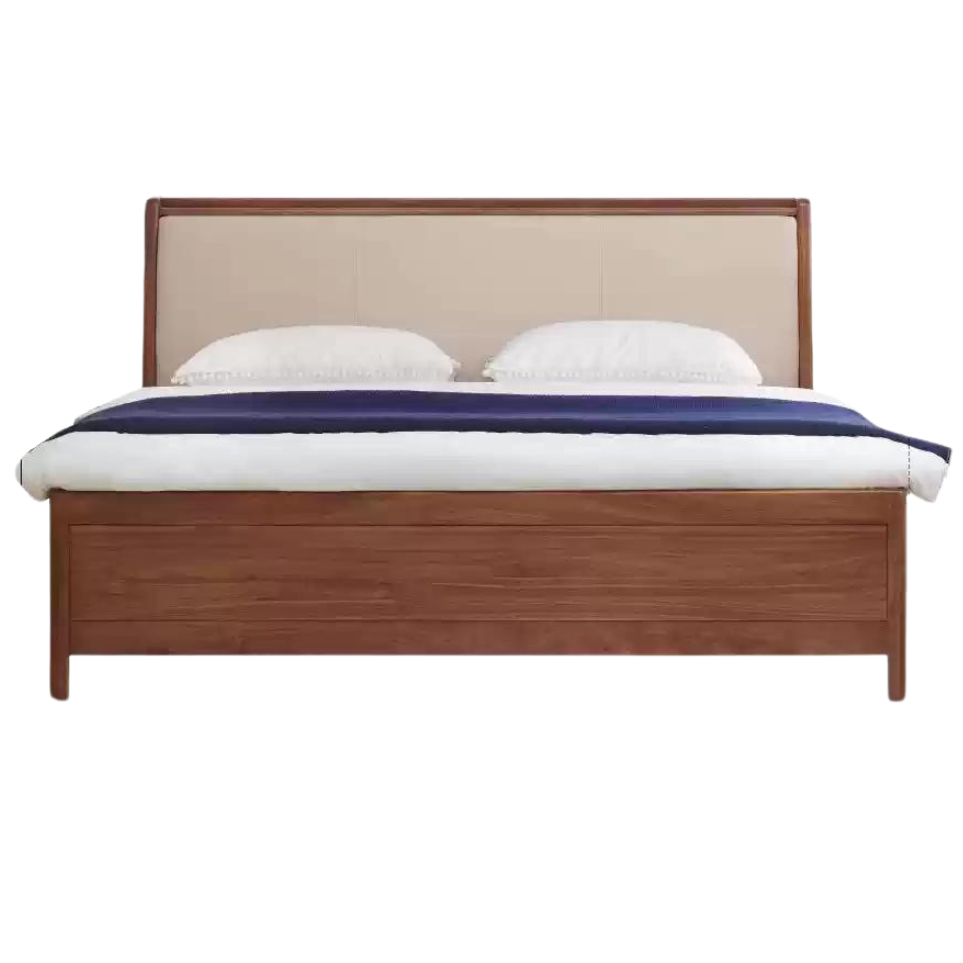 Black Walnut Solid Wood leather soft Drawer Box Bed Nordic