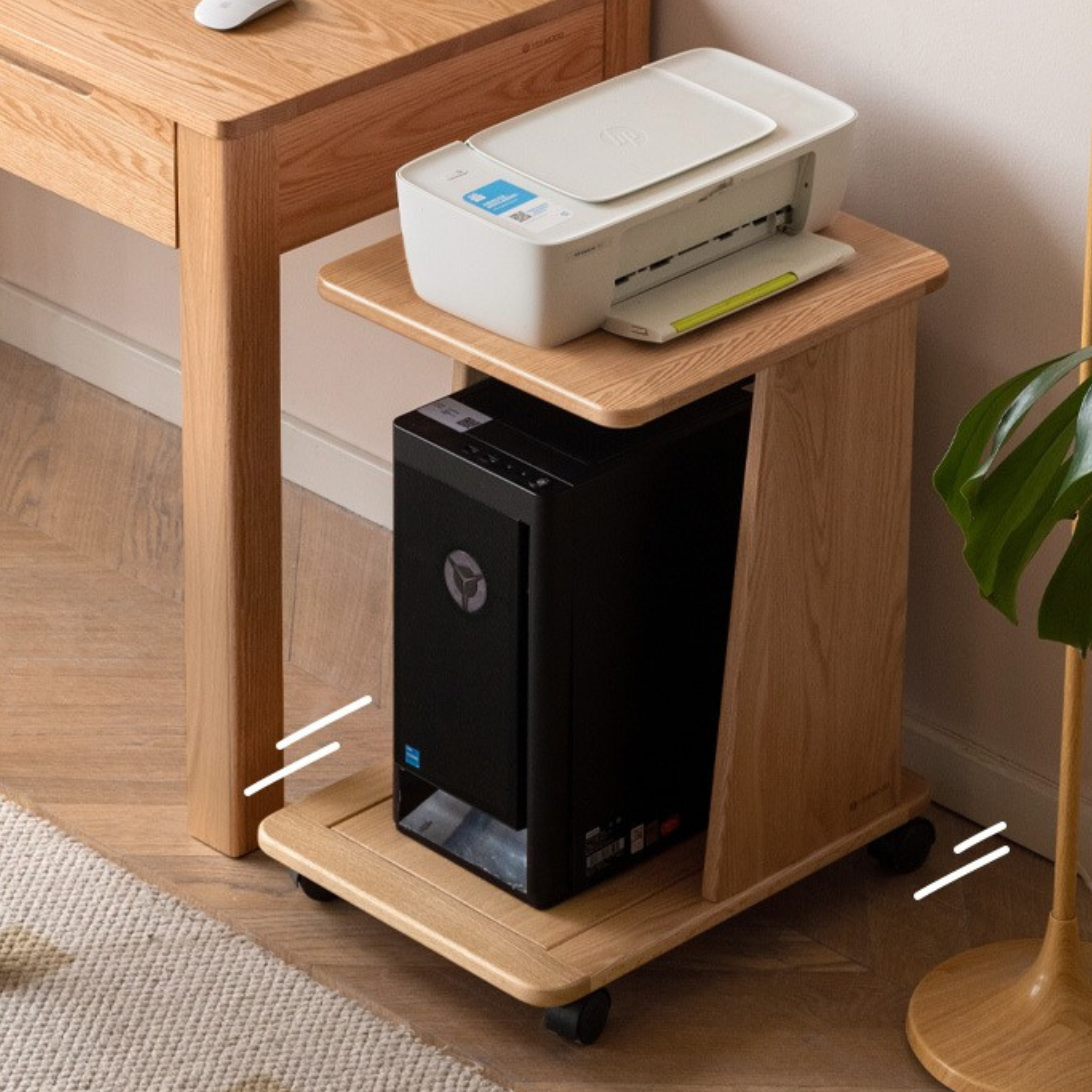 Oak, Solid Rubberwood Mobile Storage Rack