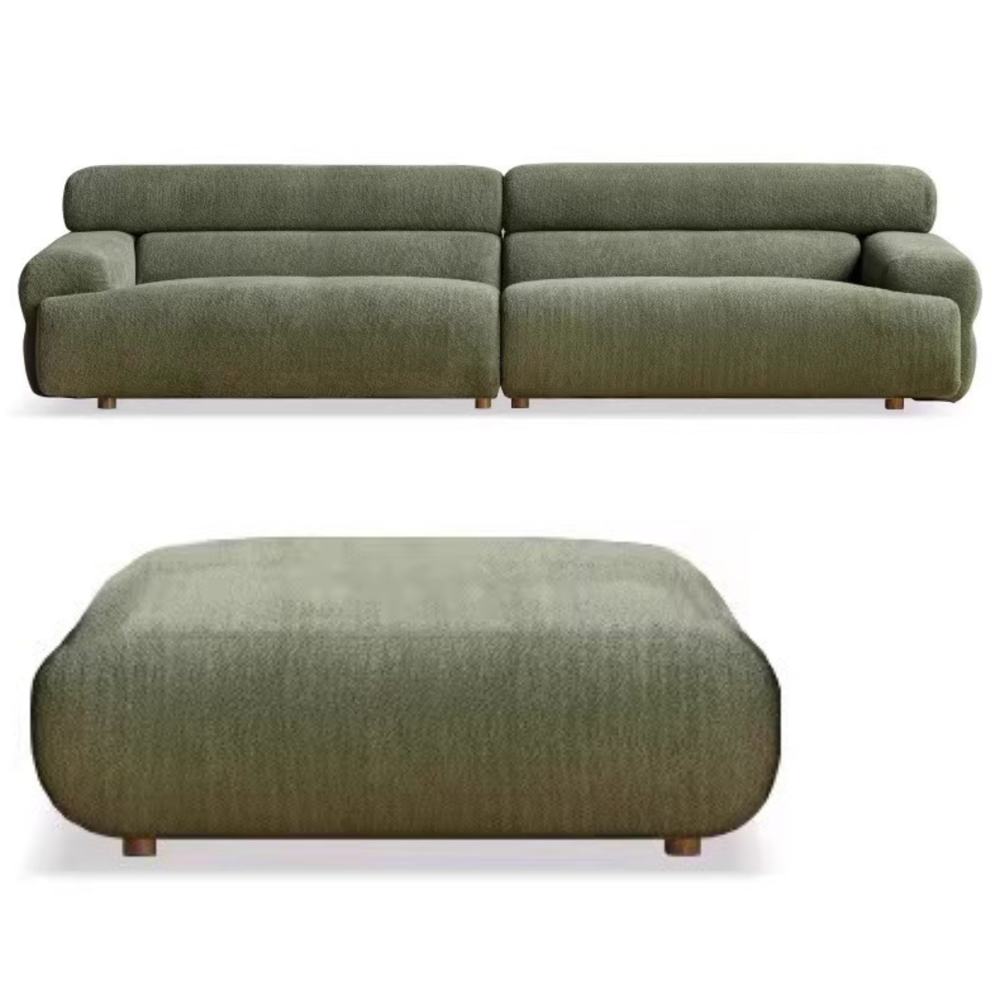 Velvet Three-seat Modular Fabric Sofa.