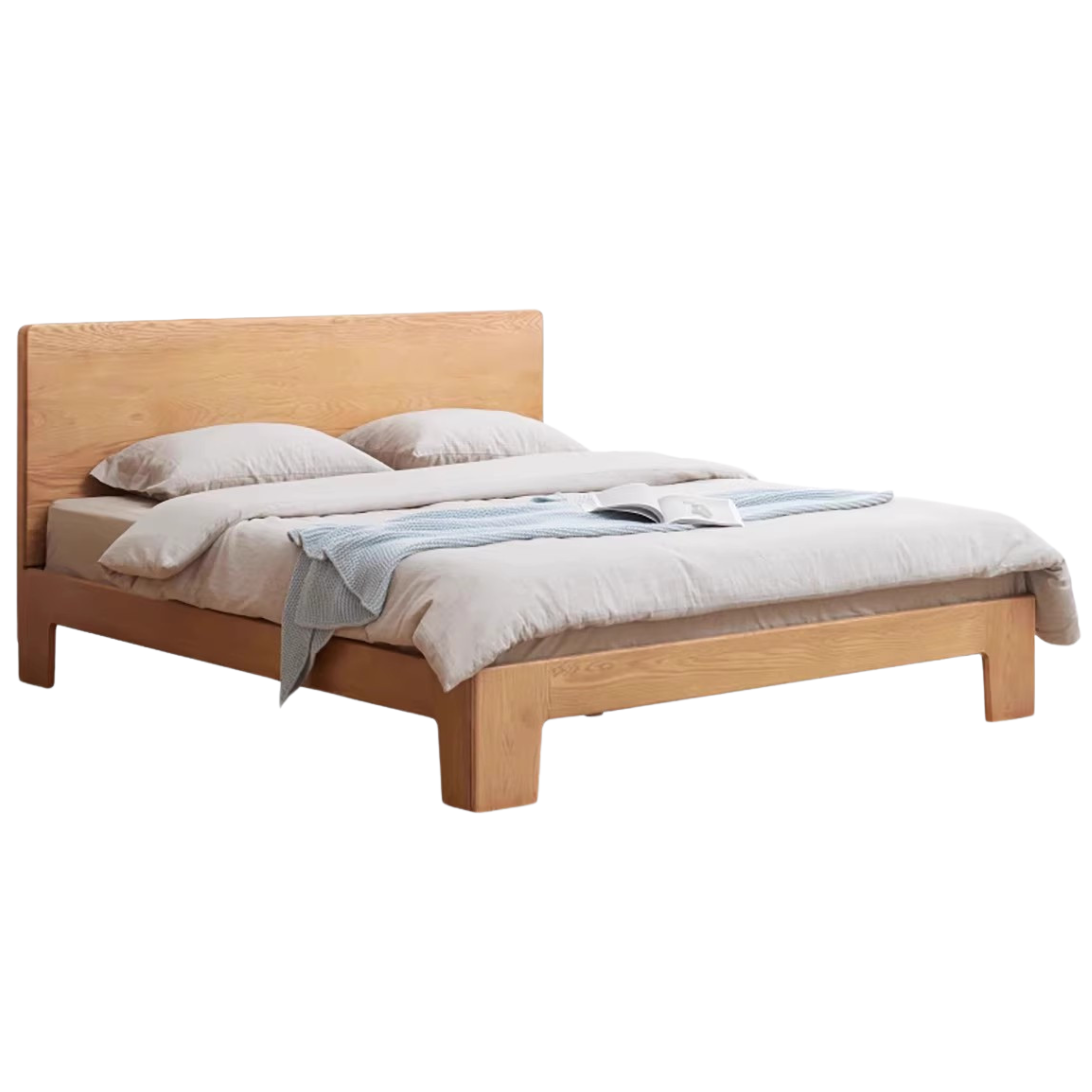 Oak Solid Wood Bed Thickened Headboard