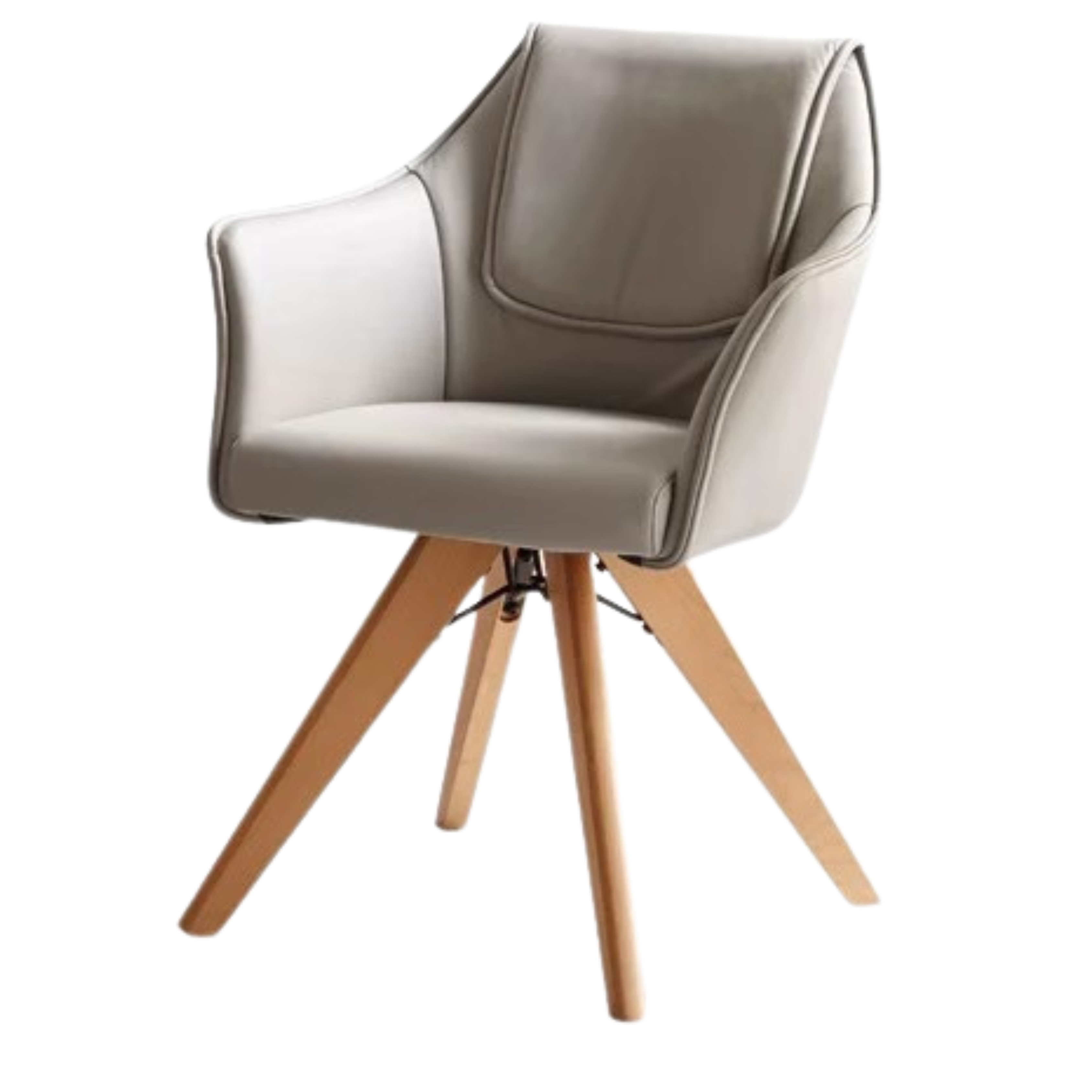 Beech Solid Wood Swivel Soft Skin Armchair)