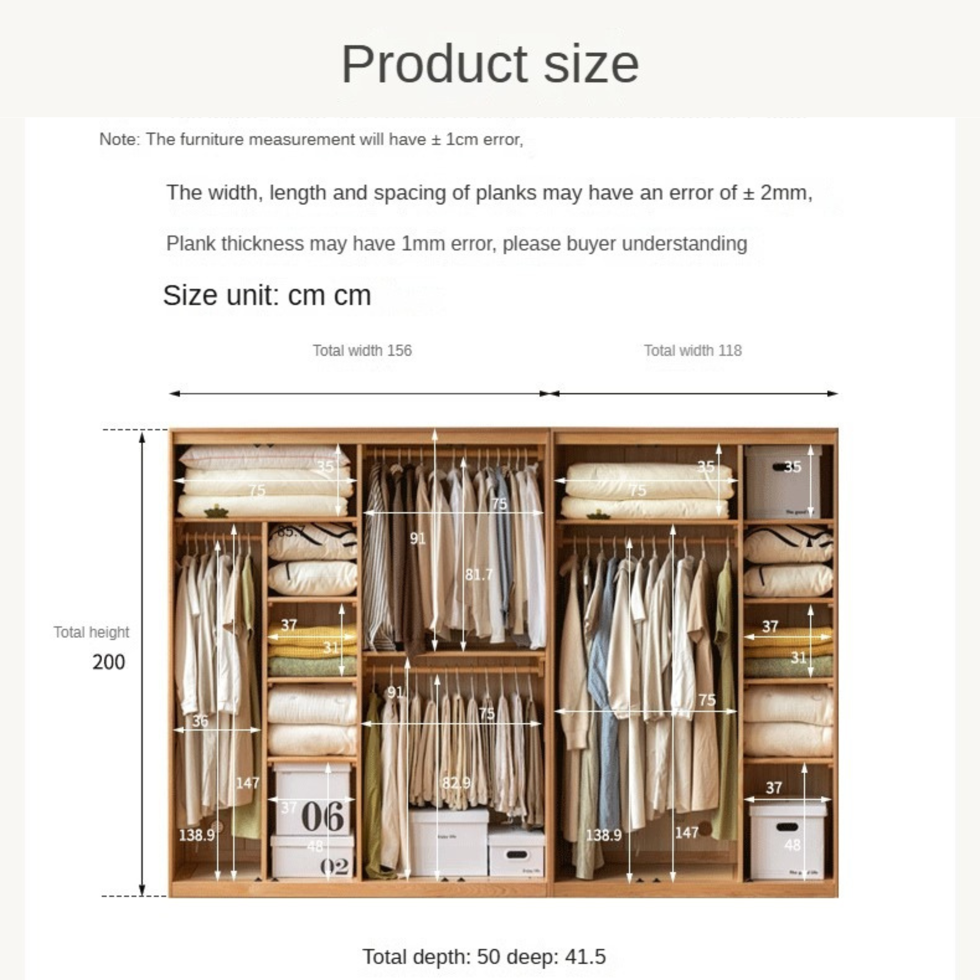 Oak Solid Wood Locker Modern Wardrobe.