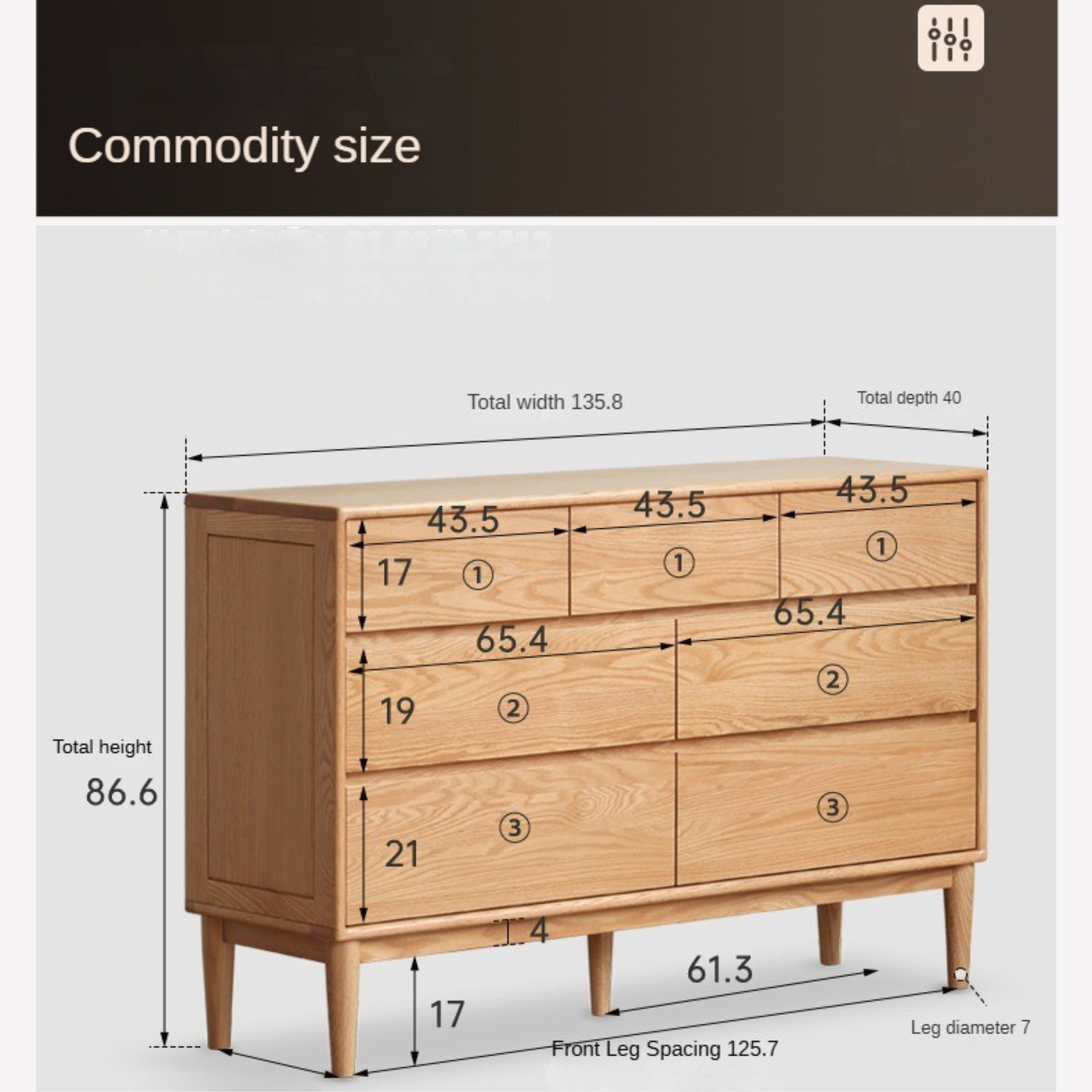 Oak Solid Wood Small Chest of Drawers