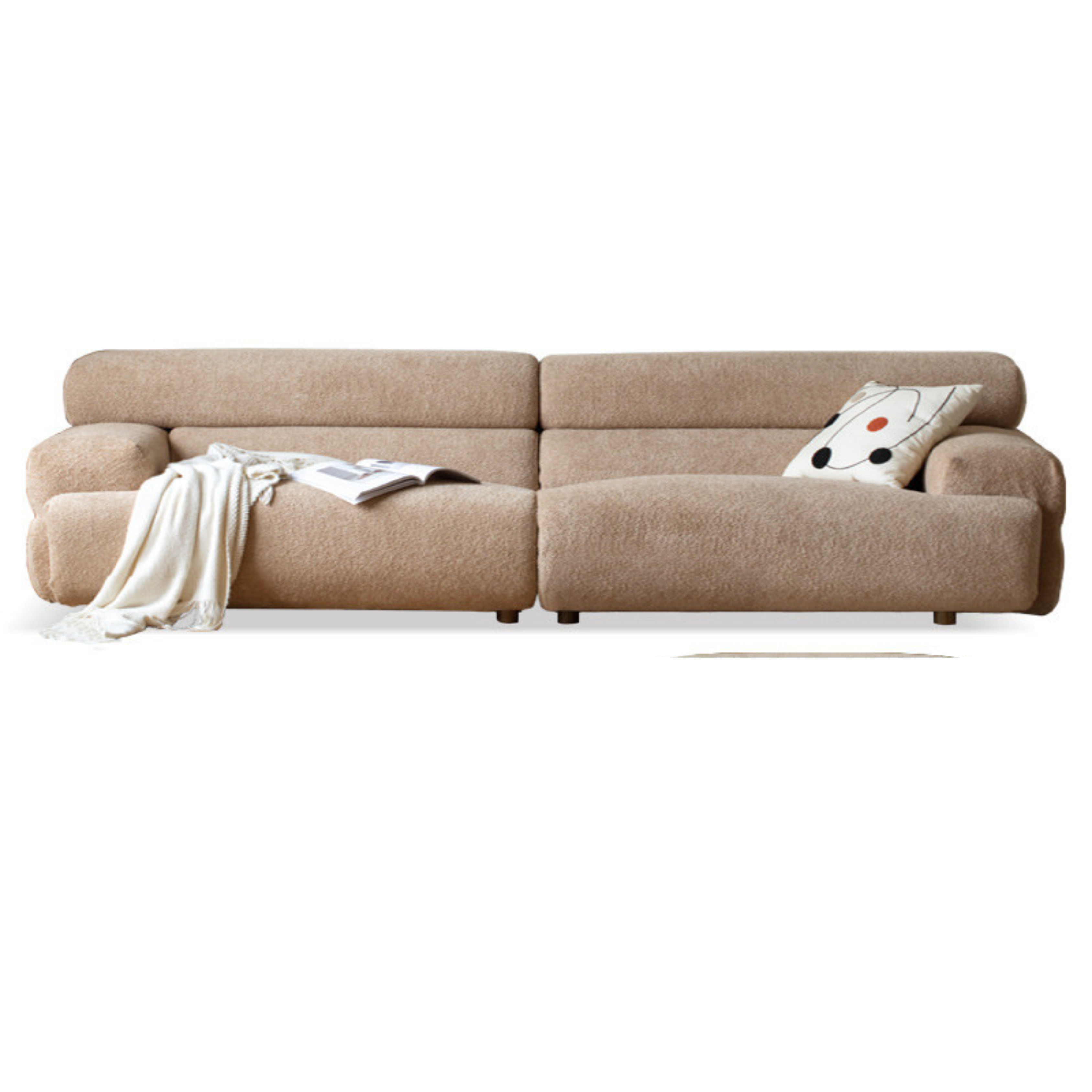 Velvet Three-seat Modular Fabric Sofa.