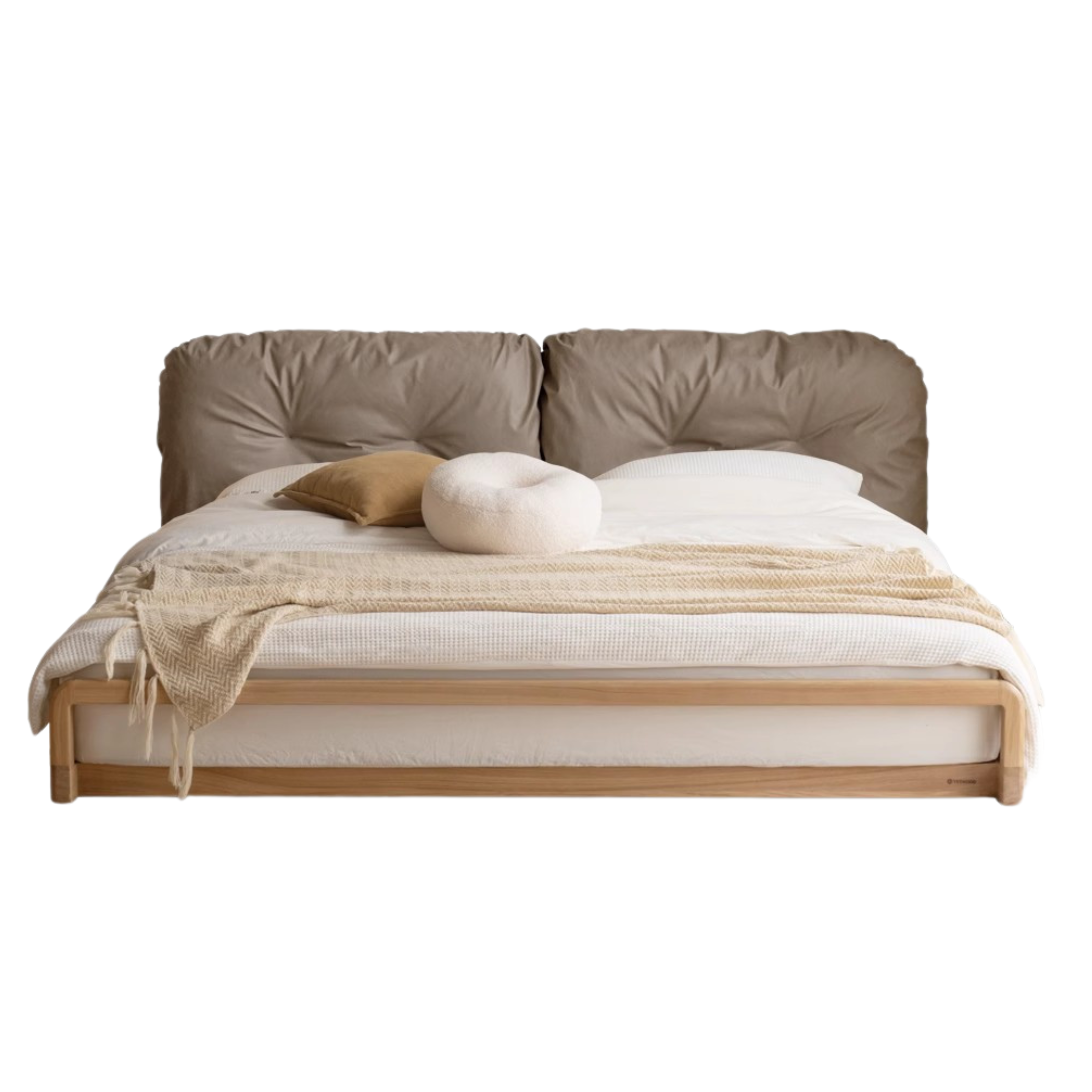 Ash Solid Wood Technology Cloth Floor Bed