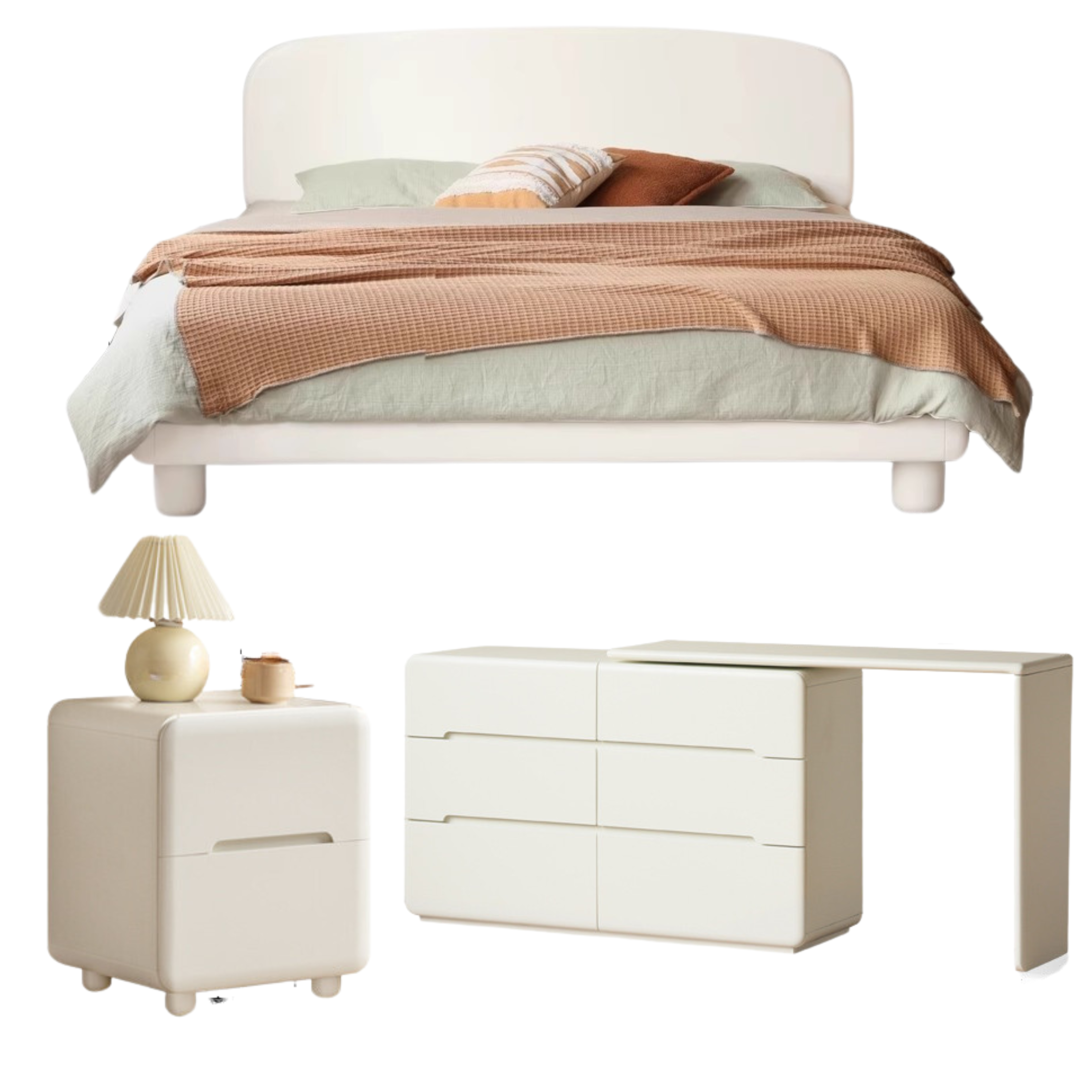 Poplar Solid Wood French Cream Style Bed