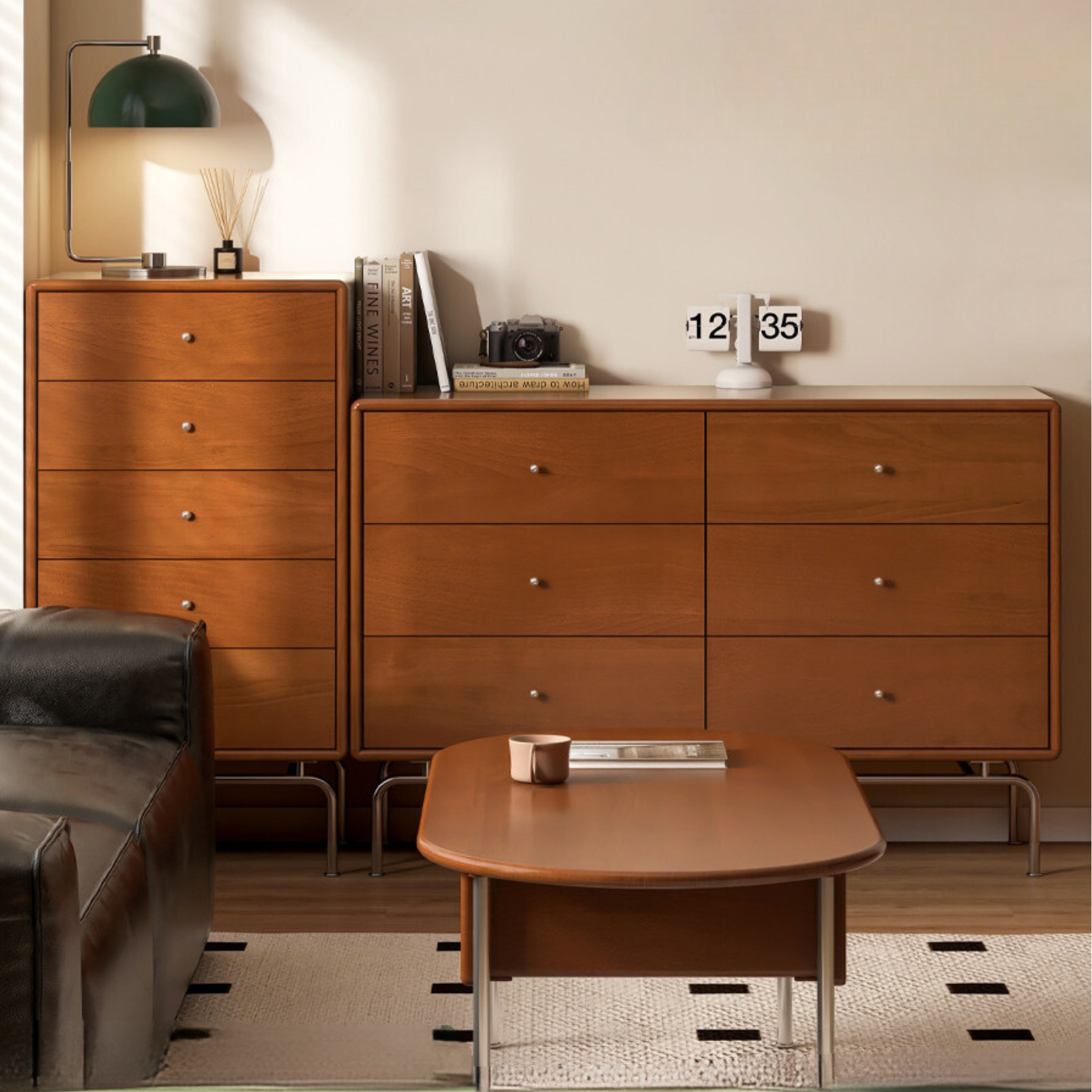 Poplar Solid Wood Retro Chest of Drawers
