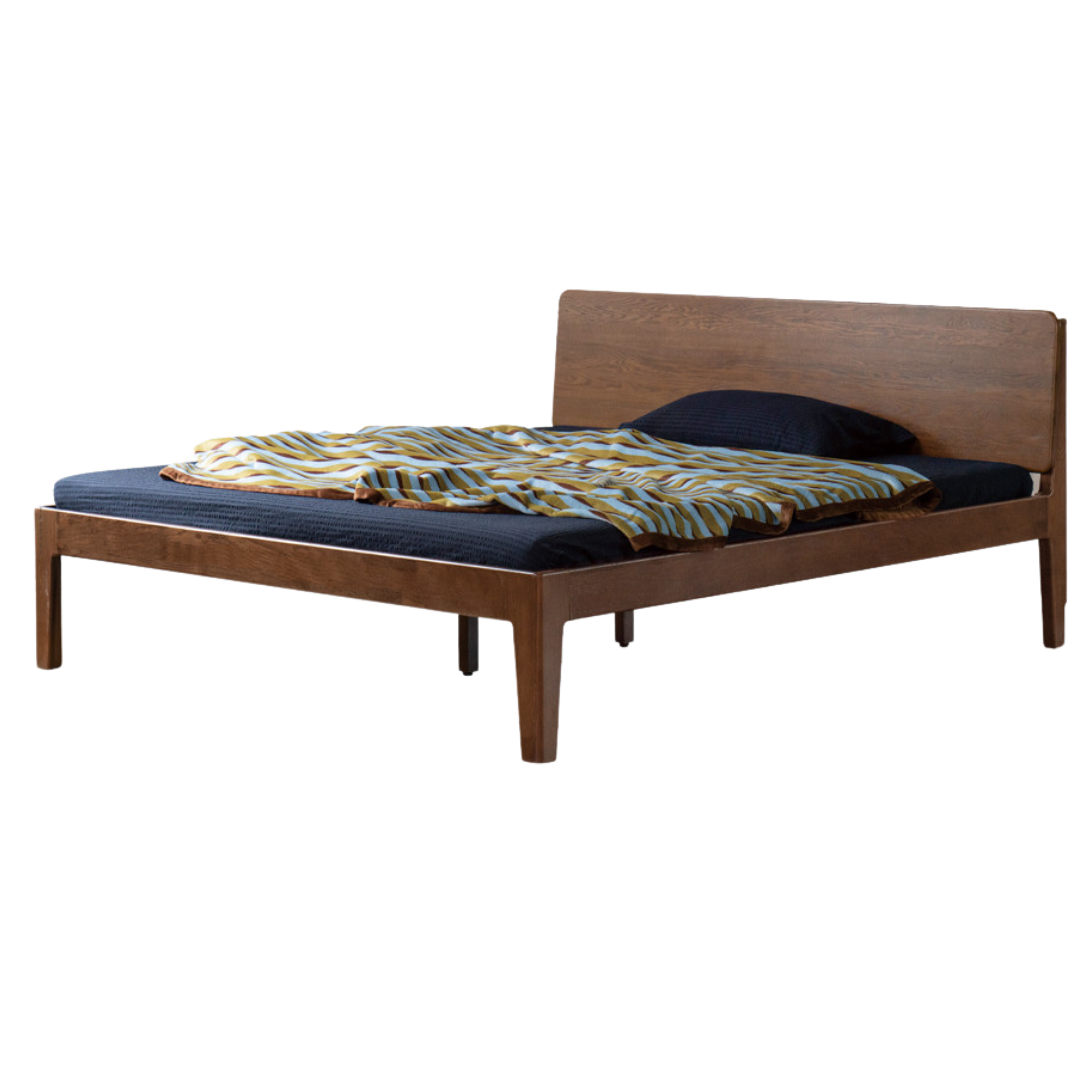 Oak Solid Wood High Back Large Bed