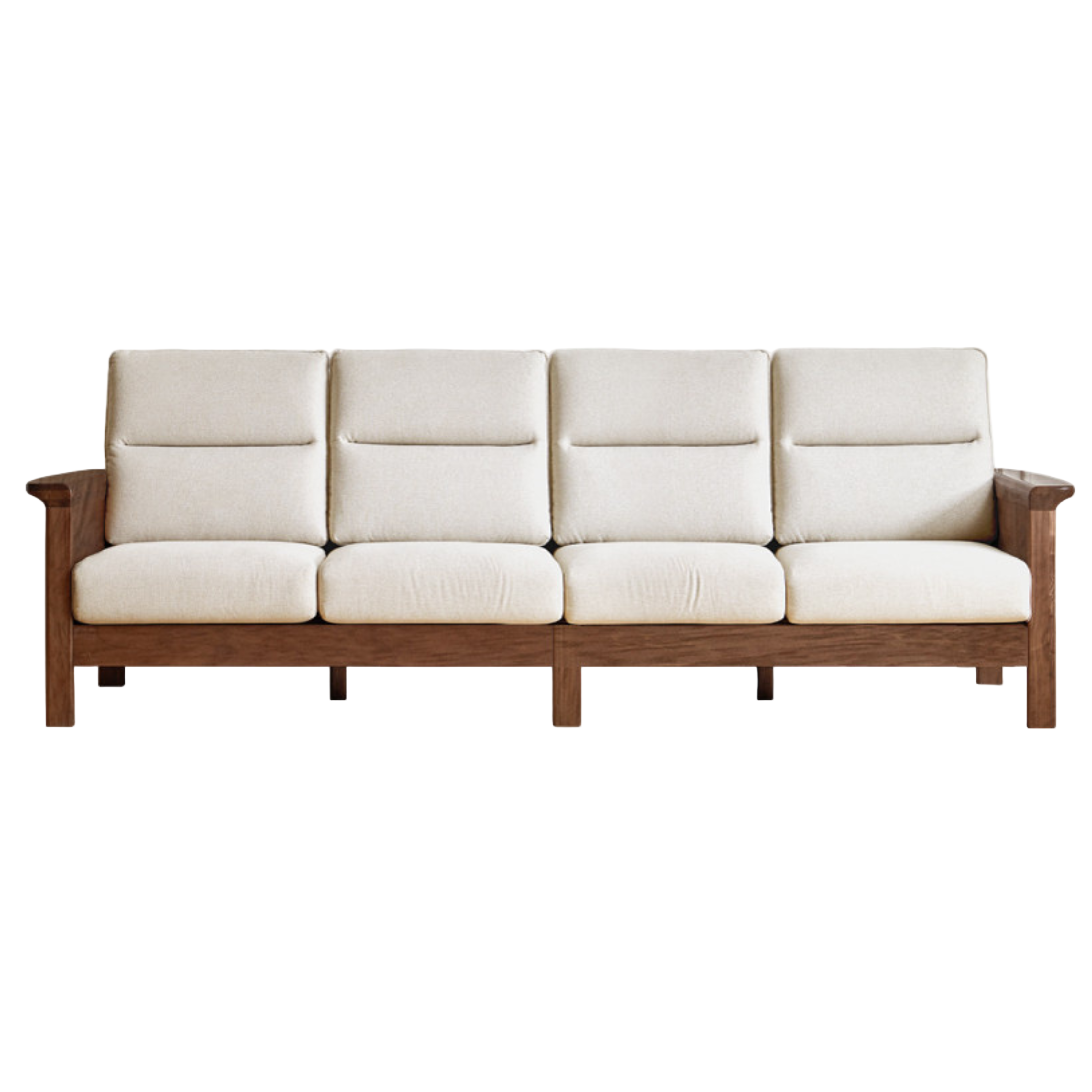 Sandalwood, Black Walnut Solid Wood Fabric Sofa.