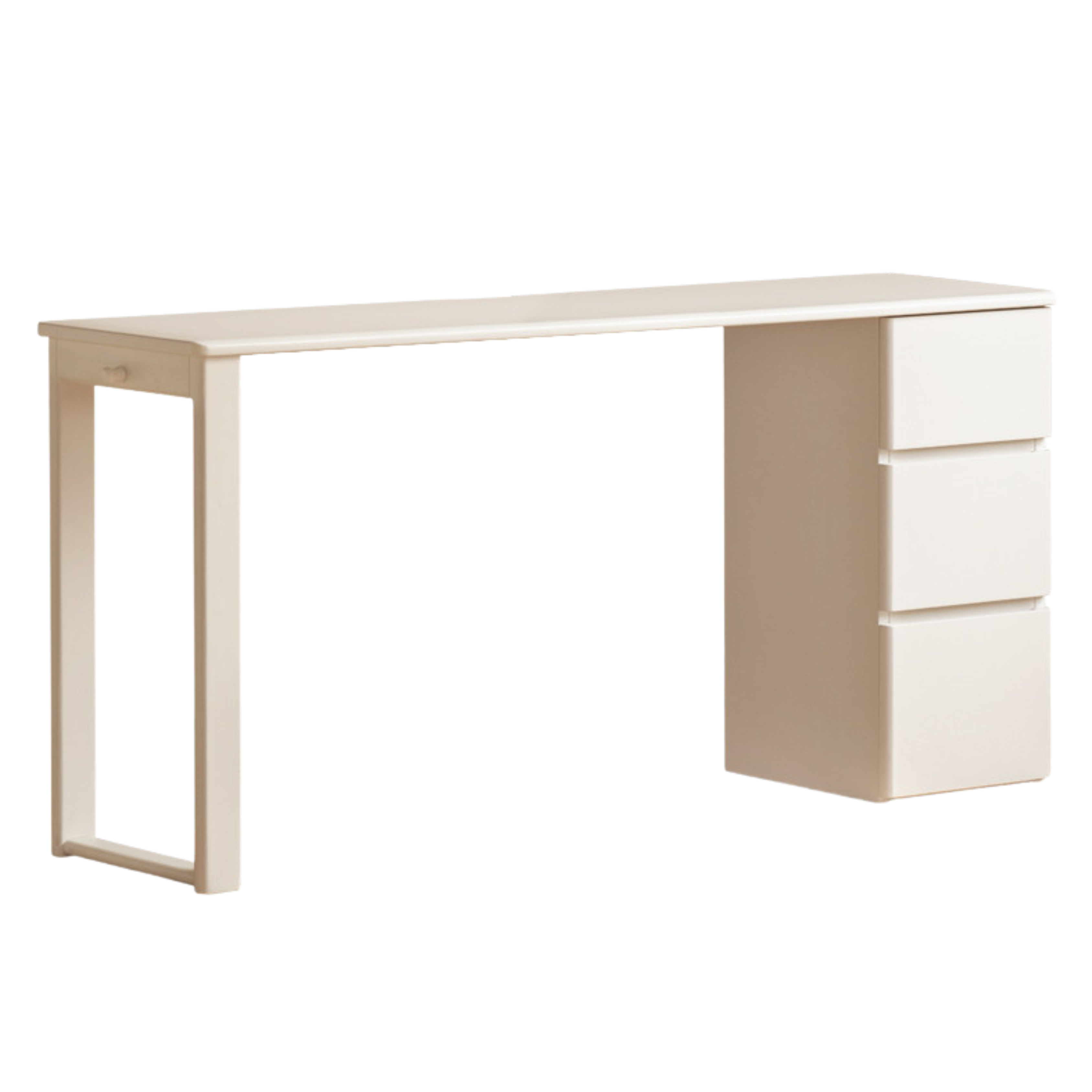 Solid RubberWood Cream Style Single-Leg Desk
