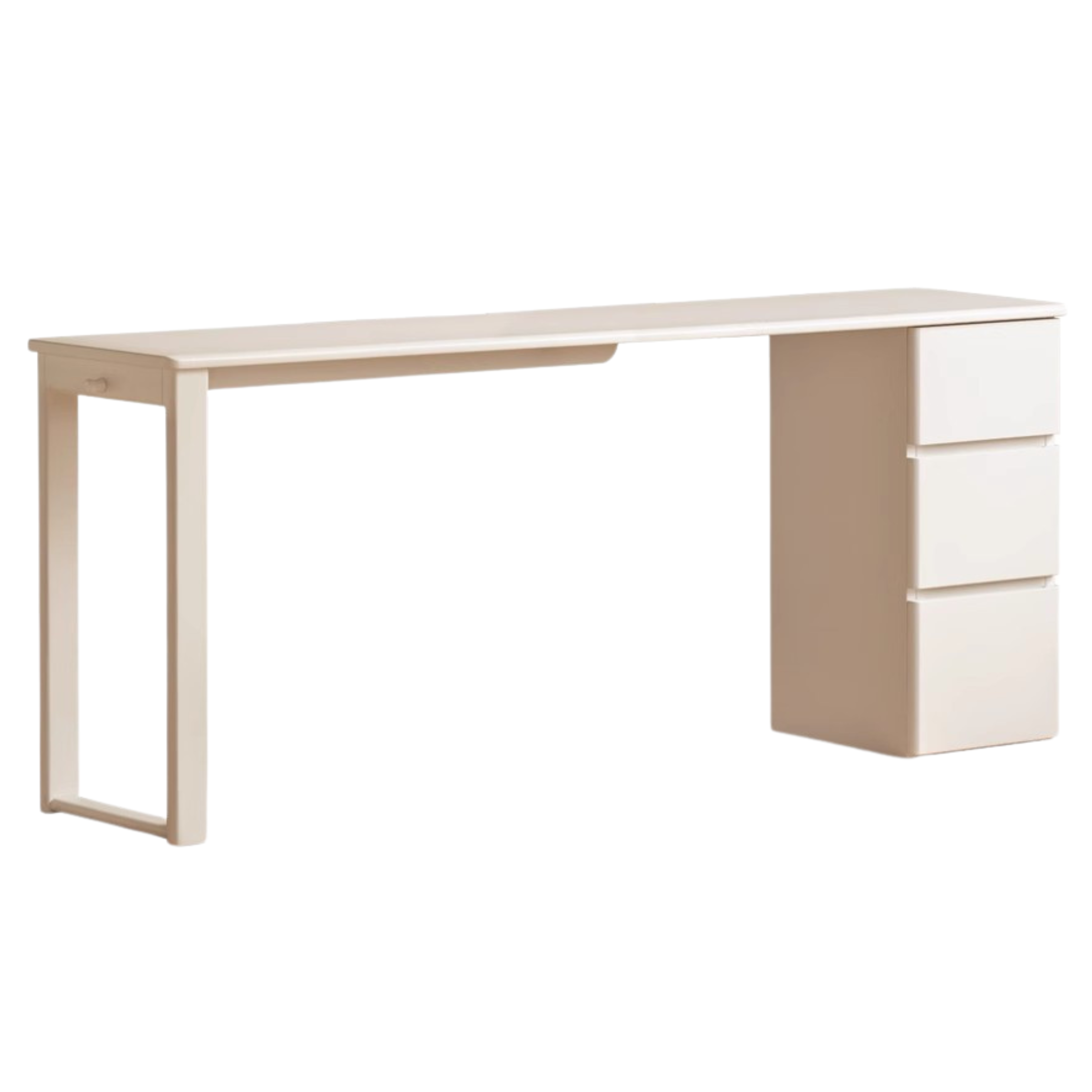 Solid RubberWood Cream Style Single-Leg Desk