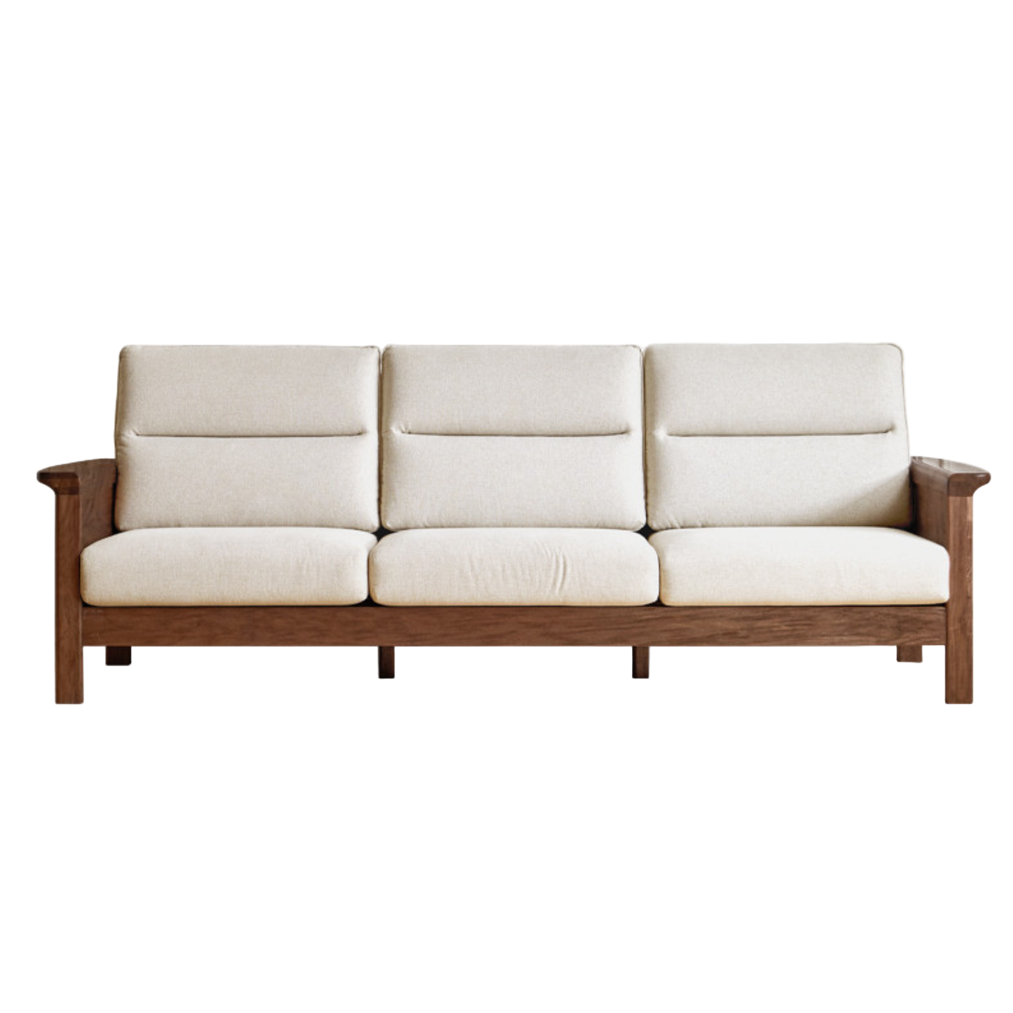Sandalwood, Black Walnut Solid Wood Fabric Sofa.