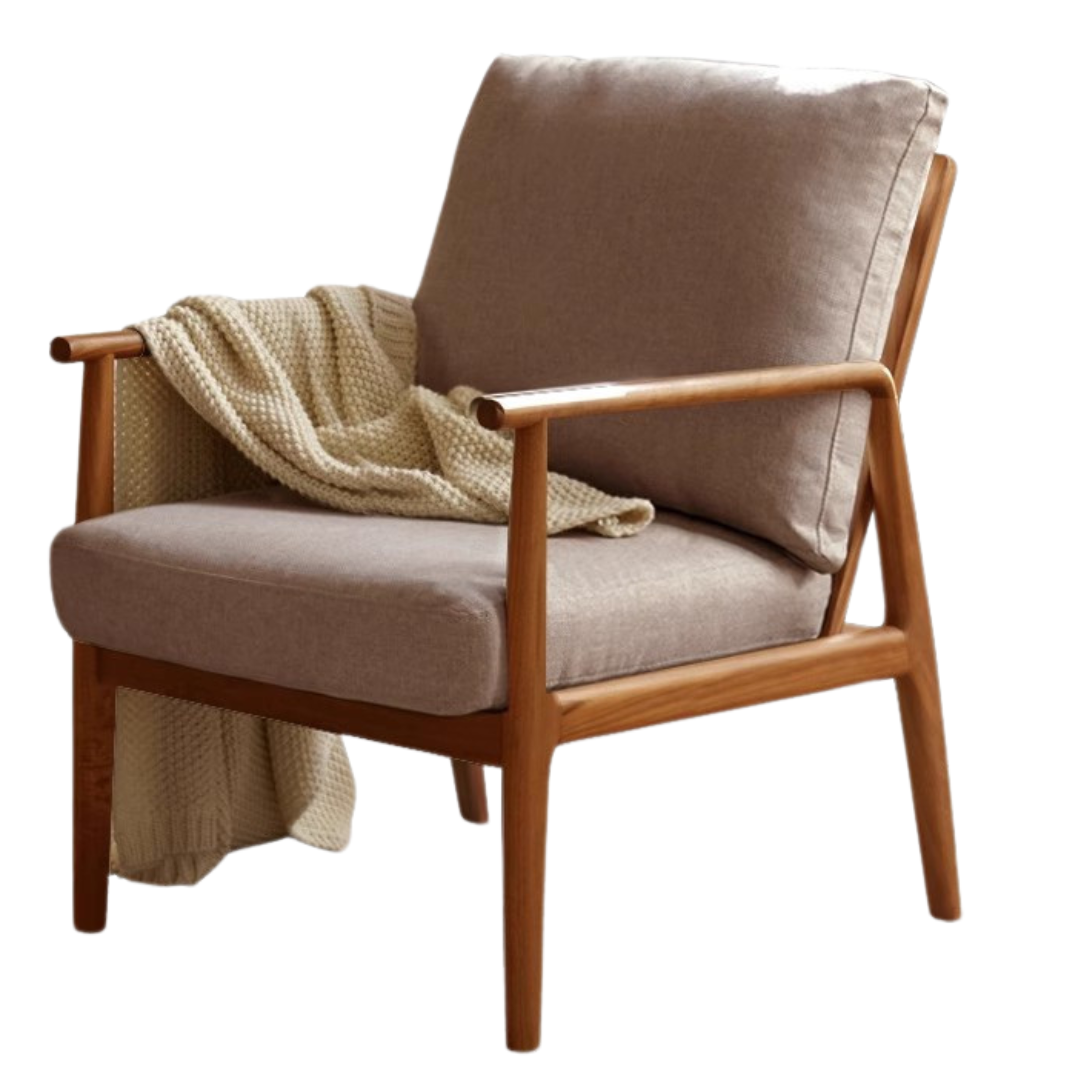 Black Walnut Solid Wood Leisure Armchair & Footstool )